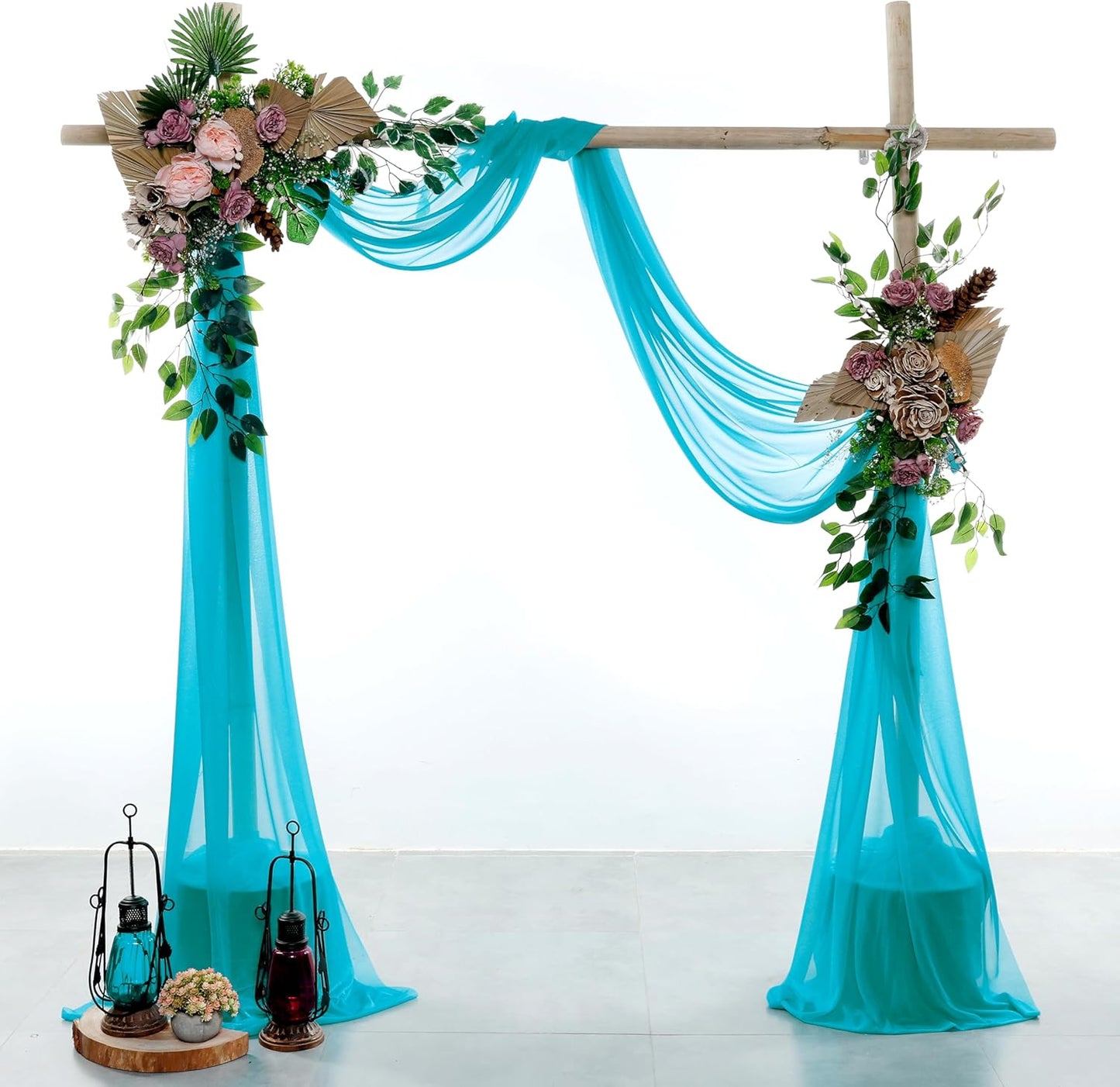 VDS Pack of 1 Panel (30 Inch X 100 Feet) Wedding Arch Draping Fabric Sheer Chiffon Fabric Drapery for Wedding Ceremony Reception Swag Backdrop Canopy Chuppah ARBO Altars Decoration (Peacock Blue)