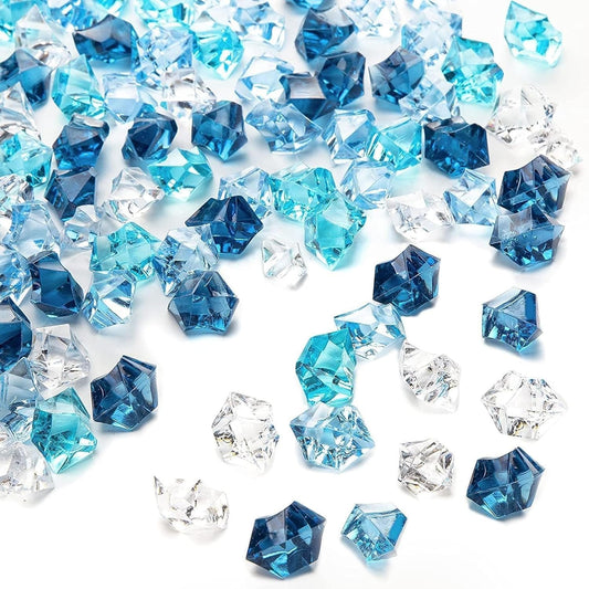 DomeStar 1050PCS Mixed Blue Fake Ice, Fake Diamonds, Vase Fillers Clear Rocks for Fish Tank Table Scatter Decor