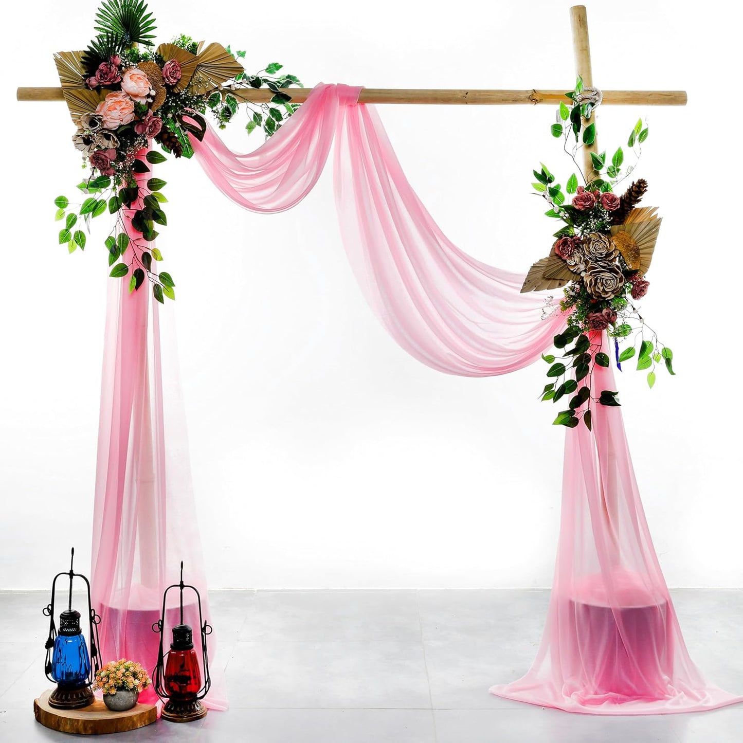 VDS Pack of 1 Panel (30 Inch X 40 Feet) Wedding Arch Draping Fabric Sheer Chiffon Fabric Drapery for Wedding Ceremony Reception Swag Backdrop Canopy Chuppah ARBO Altars Decoration (Coral)