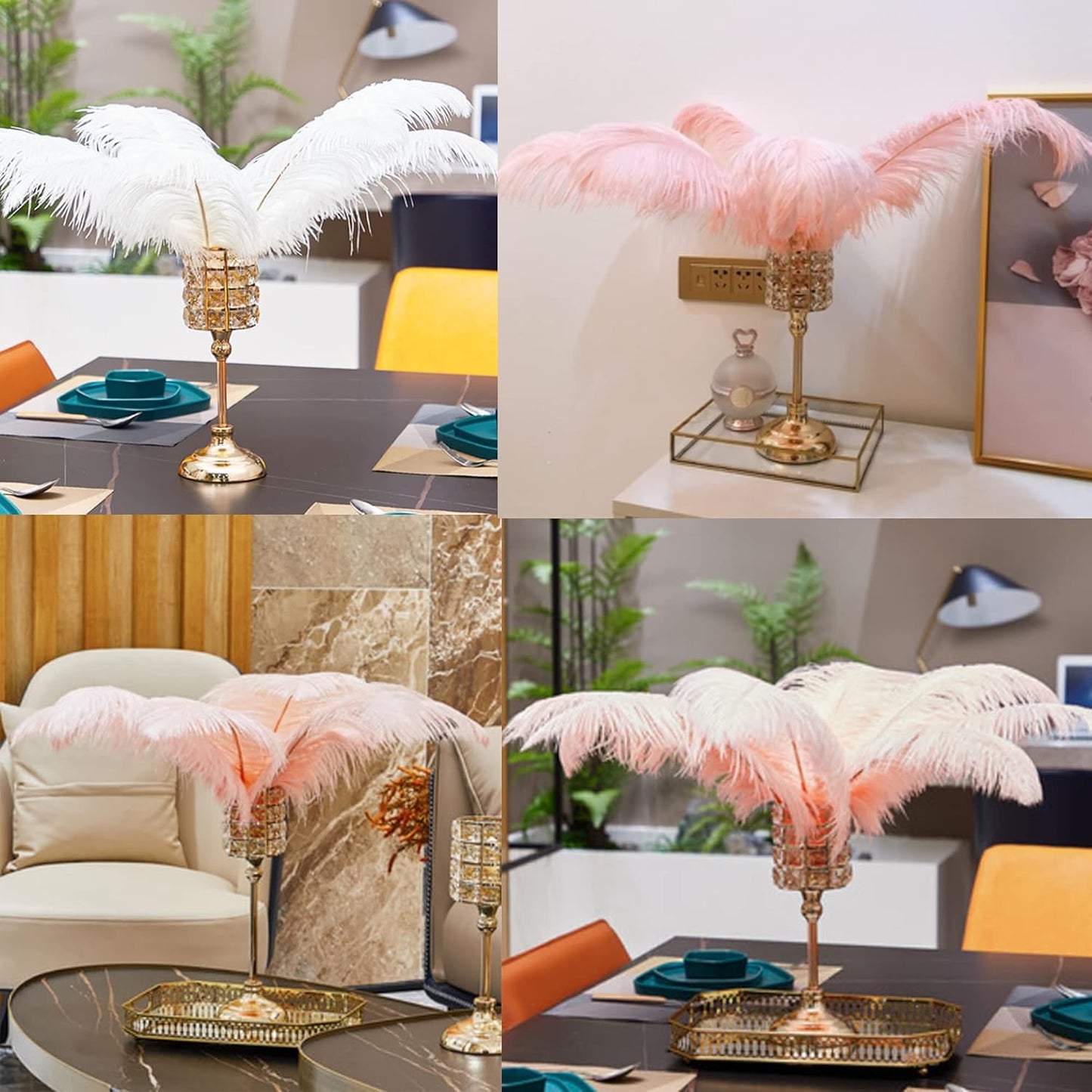 Happy Feather 16-18 inch Yellow Ostrich Feathers Craft for Wedding Party Centerpieces Home Decoration DIY Craft Pack of 10