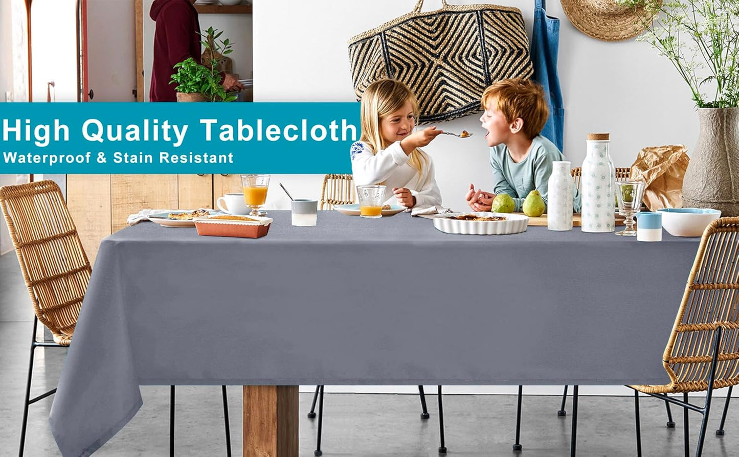 Hiasan Light Gray Rectangle Tablecloth - Waterproof Spillproof and Wrinkle Resistant Washable Polyester Table Cloth for Dining Party, 60 x 102 inch