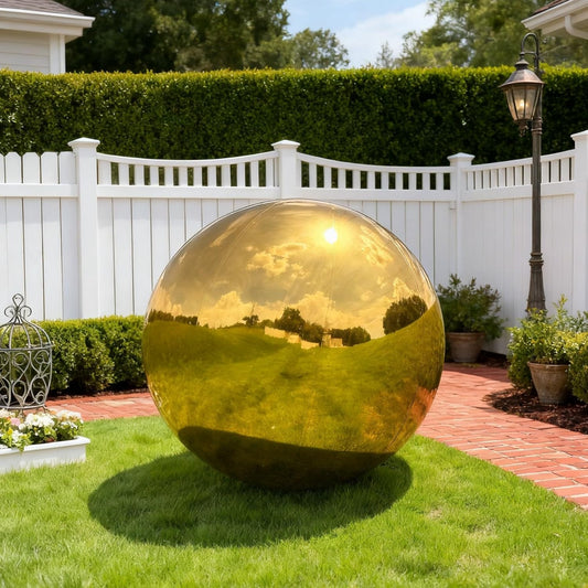 Inflatable Mirror Ball, Gold Big Shinny Balls Reusable Large PVC Disco Ball Balloon for Large Event Decoration, Party, Wedding Decor, Concerts, Stage (1 Pcs, 1.5m/59in Without Air Pump)