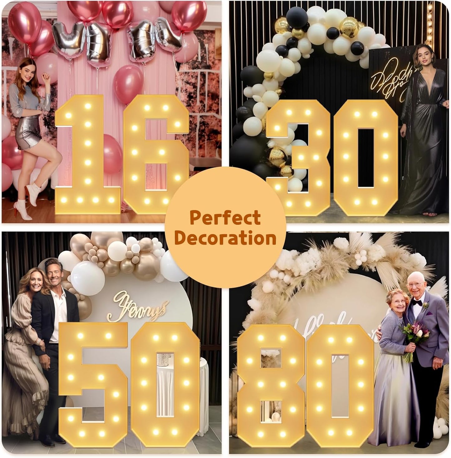 imprsv 4FT Light Up Numbers, Marquee Numbers 15th Birthday Decorations for Girls Boys, Large Light Up 15th Birthday Women Foam Board Anniversary Party Decorations Arch Kit (DIY)