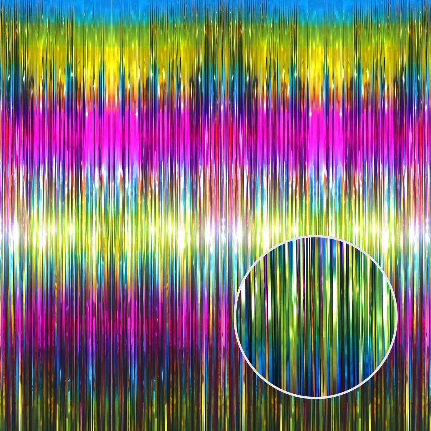 GOER 3.2 ft x 8.2 ft Metallic Tinsel Foil Fringe Curtains Party Photo Backdrop Party Streamers for Birthday,Graduation,New Year Eve Decorations Wedding Decor(4 Packs,Macaroon Rainbow)