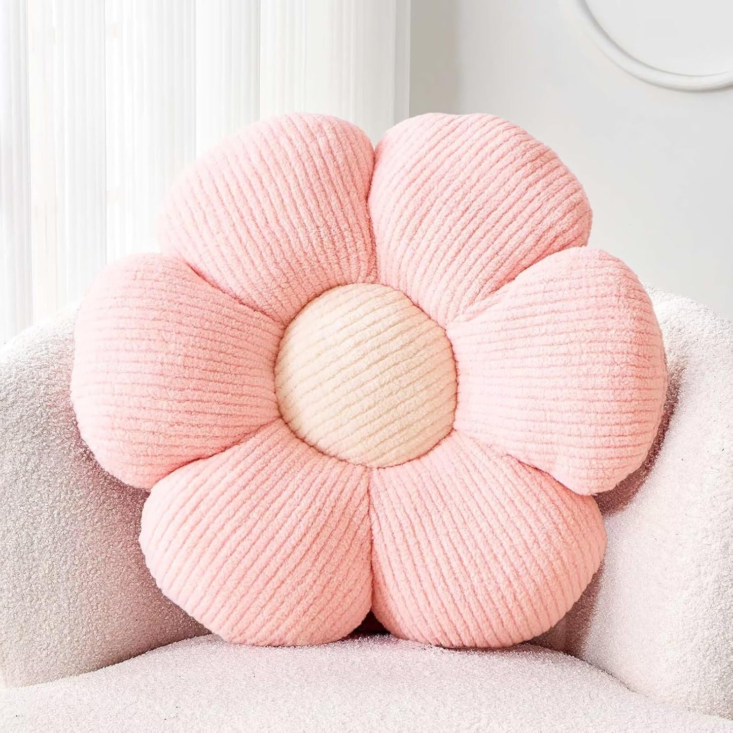 Flower Throw Pillow, Soft Light Pink 14.9" Shaped Floor Pillow for Home Decor, Cute Aesthetic Plush Decorative Pillows for Bed, Sofa, Couch