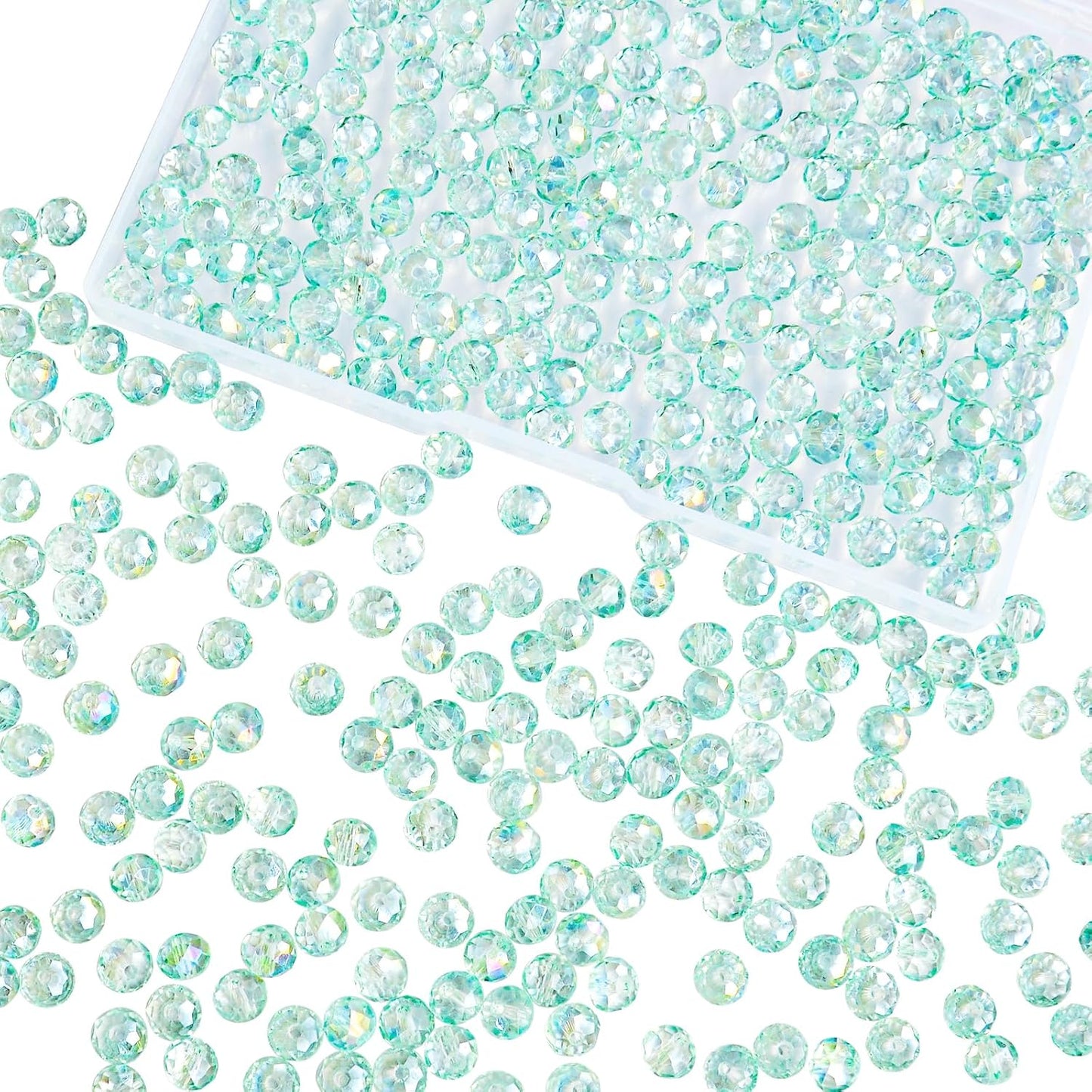 460Pcs 8mm Crystal Glass Beads for Jewelry Making Beads for Bracelets Necklace Pendants Making Supplies(Light Blue Green)