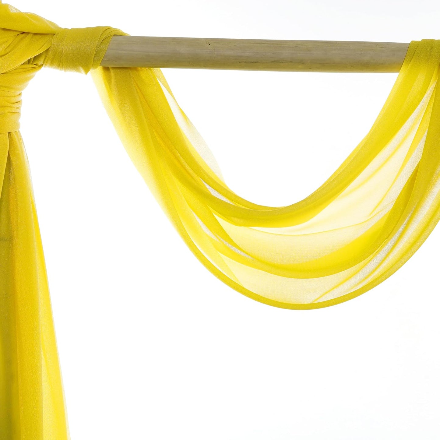 VDS Pack of 1 Panel (30 Inch X 100 Feet) Wedding Arch Draping Fabric Sheer Chiffon Fabric Drapery for Wedding Ceremony Reception Swag Backdrop Canopy Chuppah ARBO Altars Decoration (Yellow)