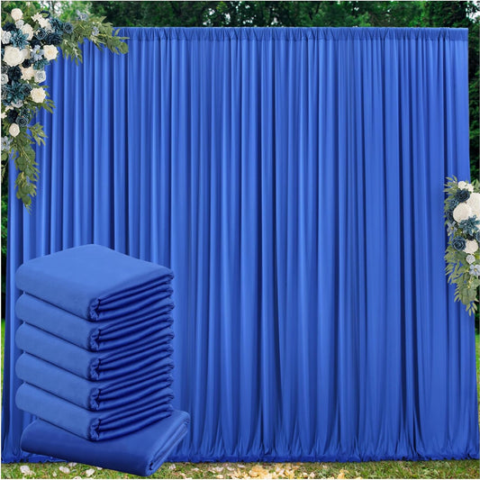 30ft x 10ft Wrinkle Free Royal Blue Backdrop Curtain for Party, Polyester Royal Blue Photo Backdrop Drapes 6 Panels 5x10ft for Birthday Photography Background Weddings Baby Shower Party