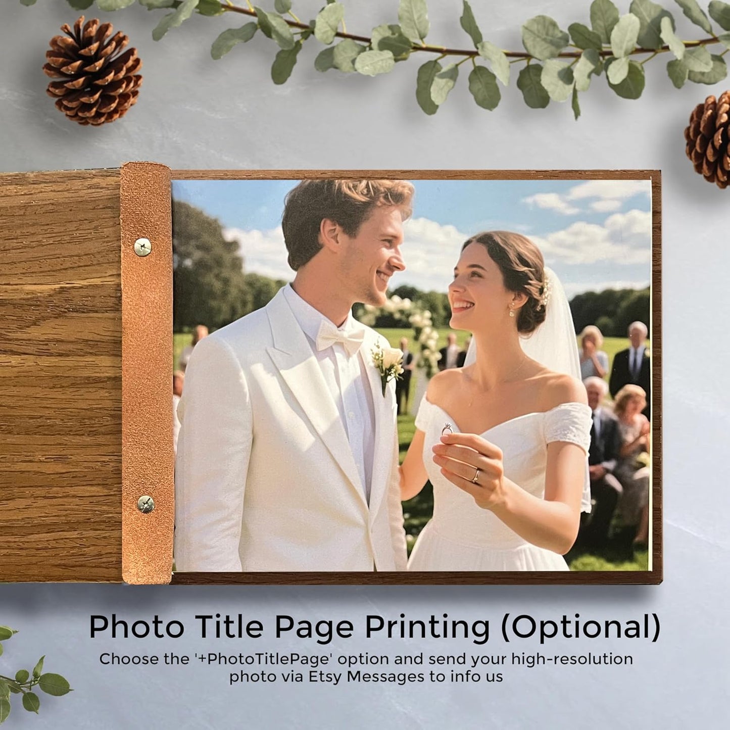 Personalized Wooden Wedding Guest Book, Custom Reception Sign Wooden Guestbook, Wedding Anniversary Birthday Decoration Supplies, Ideal for Photo Wedding Album, Photobooth Guestbook (Maple Wood)