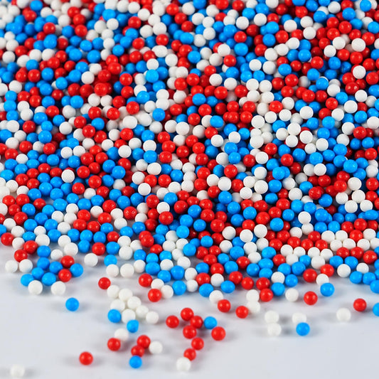 Red White & Blue Sprinkles for Baking (7oz) - Patriotic Nonpareils & Mini Pearls Mix, 4th of July Cake Decorations, Cookie & Cupcake Topper, Ice Cream Toppings, USA Flag Colors
