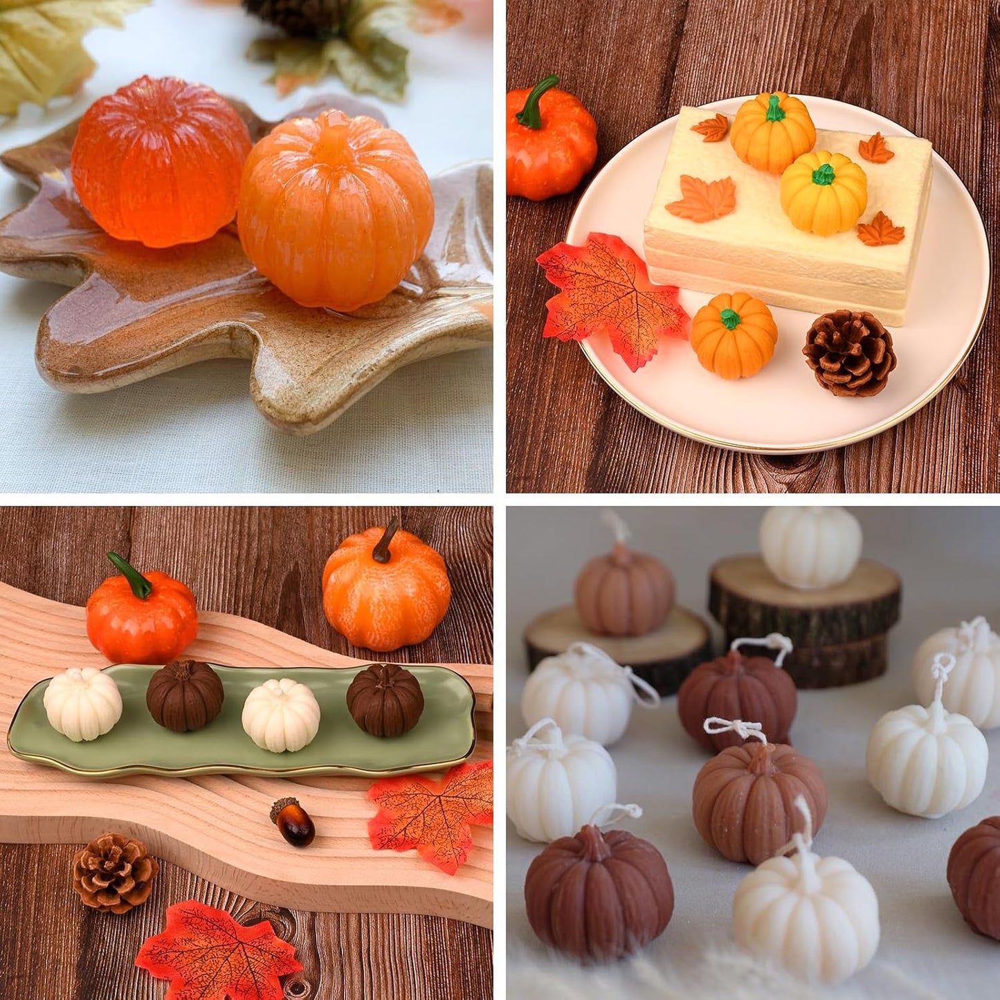 Actvty 3D Pumpkin Silicone Molds, 6 Pcs Half a Pumpkin Chocolate Candy Fondant Mold for Halloween Thanksgiving Fall Baking, Cake Decoration, Soap Candle Clay Resin Casting