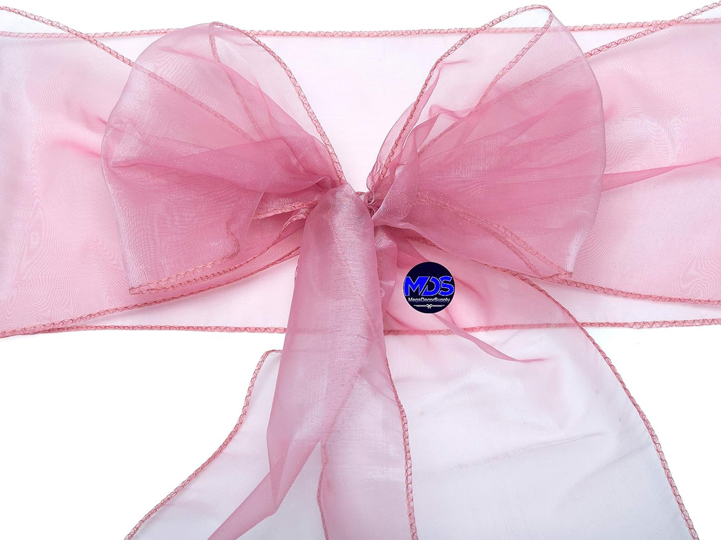 MDS Pack of 50 PCS Organza Chair Sashes Wider Dining Chair Bows Ribbon Tie Back for Wedding Party Birthday Bridal Shower Reception Event Banquet Home Chair Cover Decoration - Dusty Pink