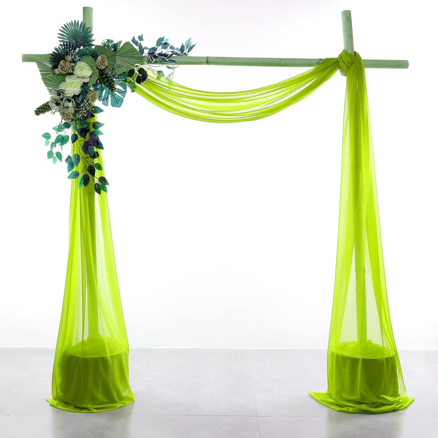 VDS Pack of 1 Panel (30 Inch X 100 Feet) Wedding Arch Draping Fabric Sheer Chiffon Fabric Drapery for Wedding Ceremony Reception Swag Backdrop Canopy Chuppah ARBO Altars Decoration (Parrot Green)