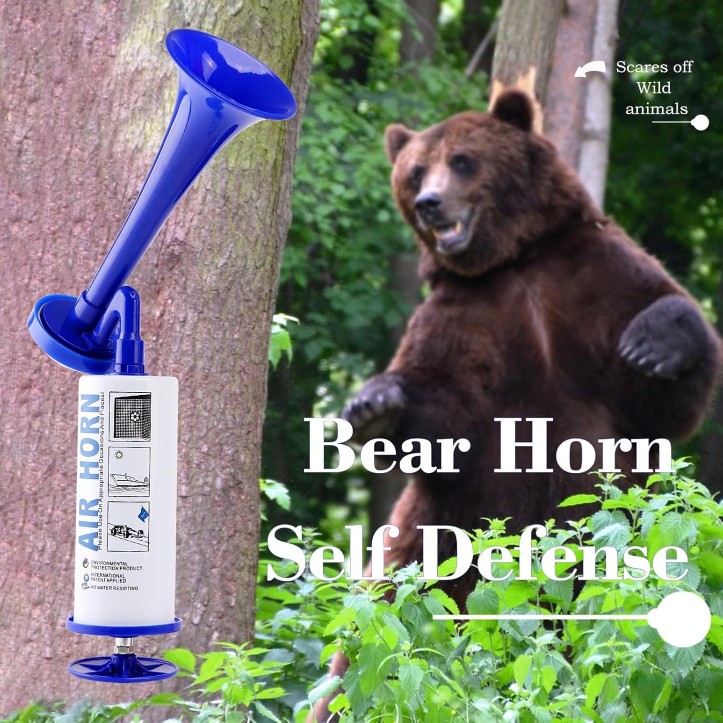 Reusable Air Horn, Aluminum Handheld Air Pump Horn for Marine Safety,graduation,Sporting Events,Birthdays, Parties, and Celebrations,Loud horn scare animals(Handheld Air horn blue 2pcs)