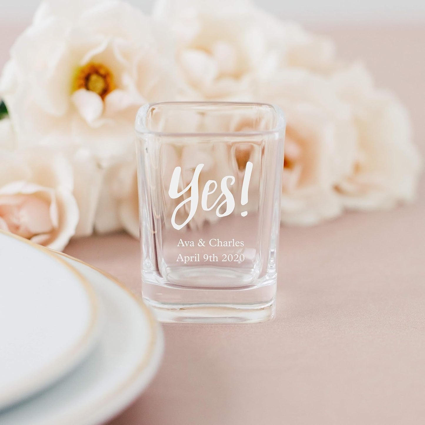 WEDDINGSTAR Personalized 2oz Square Shot Glass Customizable Full Color Print - 96 pack