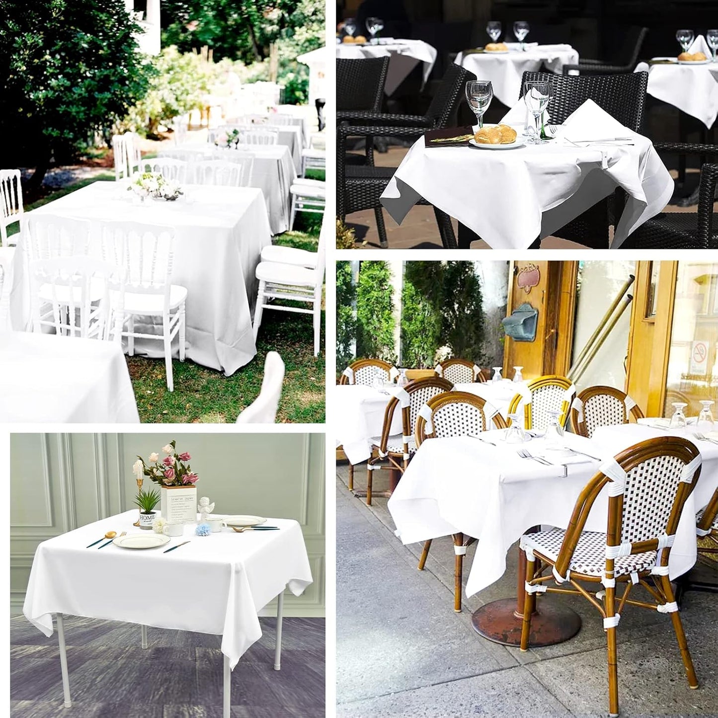6 Pack White Square Tablecloths 52 x 52 Inch, White Polyester Table Cover for Square Table, Stain and Wrinkle Resistant Washable Fabric Tablecloth, Polyester Tablecloth for Restaurant Banquet Party
