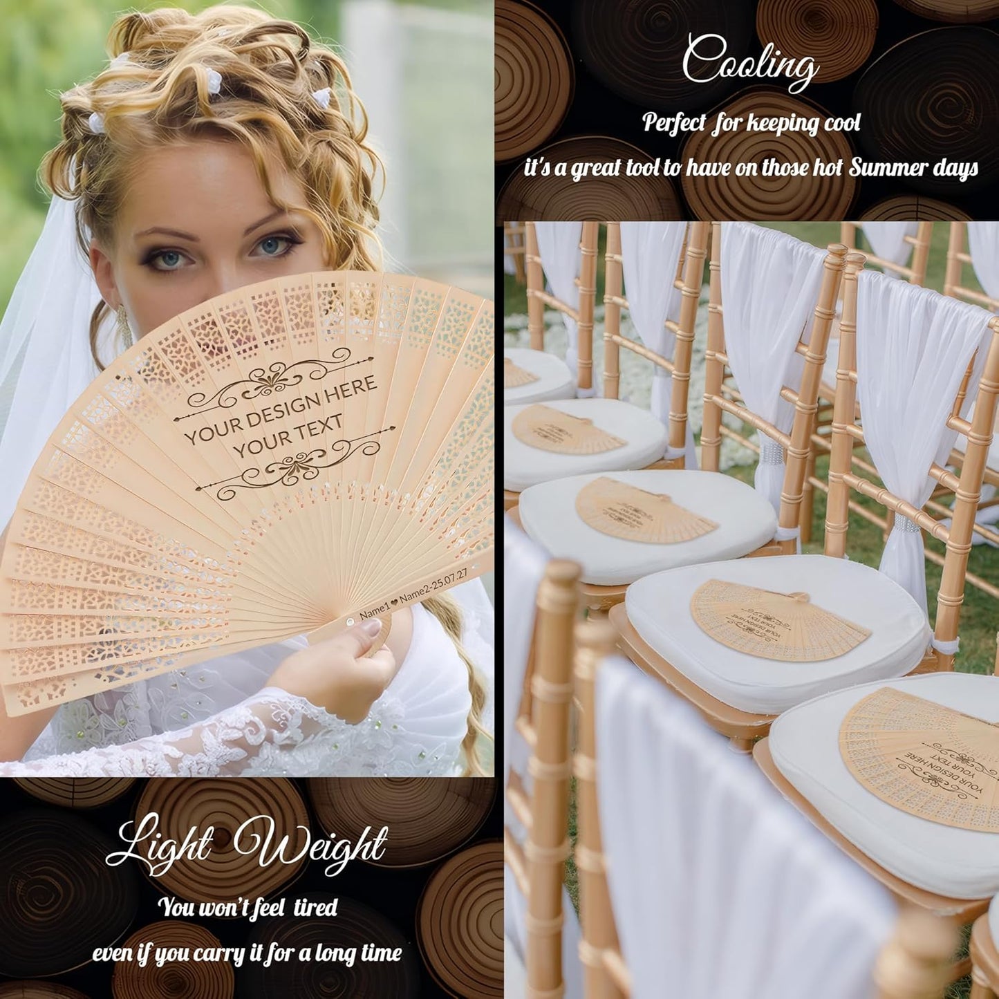 10 PCS Custom Fans Personalized Folding Fans for Line Dancing Wooden Hand Fan Wedding Favors Gift for Guests Personalized Fans for Events