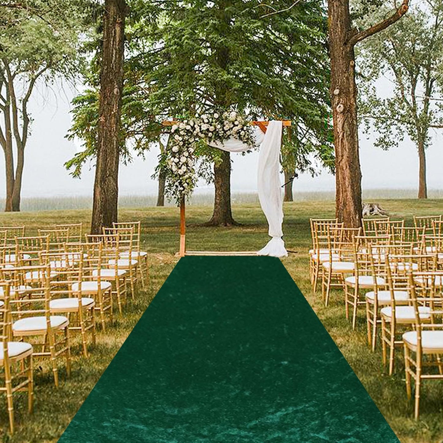 MODFUNS Wedding Aisle Runners Dark Green Aisle Runner 4FTx25FT Velvet Carpet Runner for Party Wedding Walkway Rug with Carpet Tapes Vintage Outdoor Beach Prom Reception Carpet