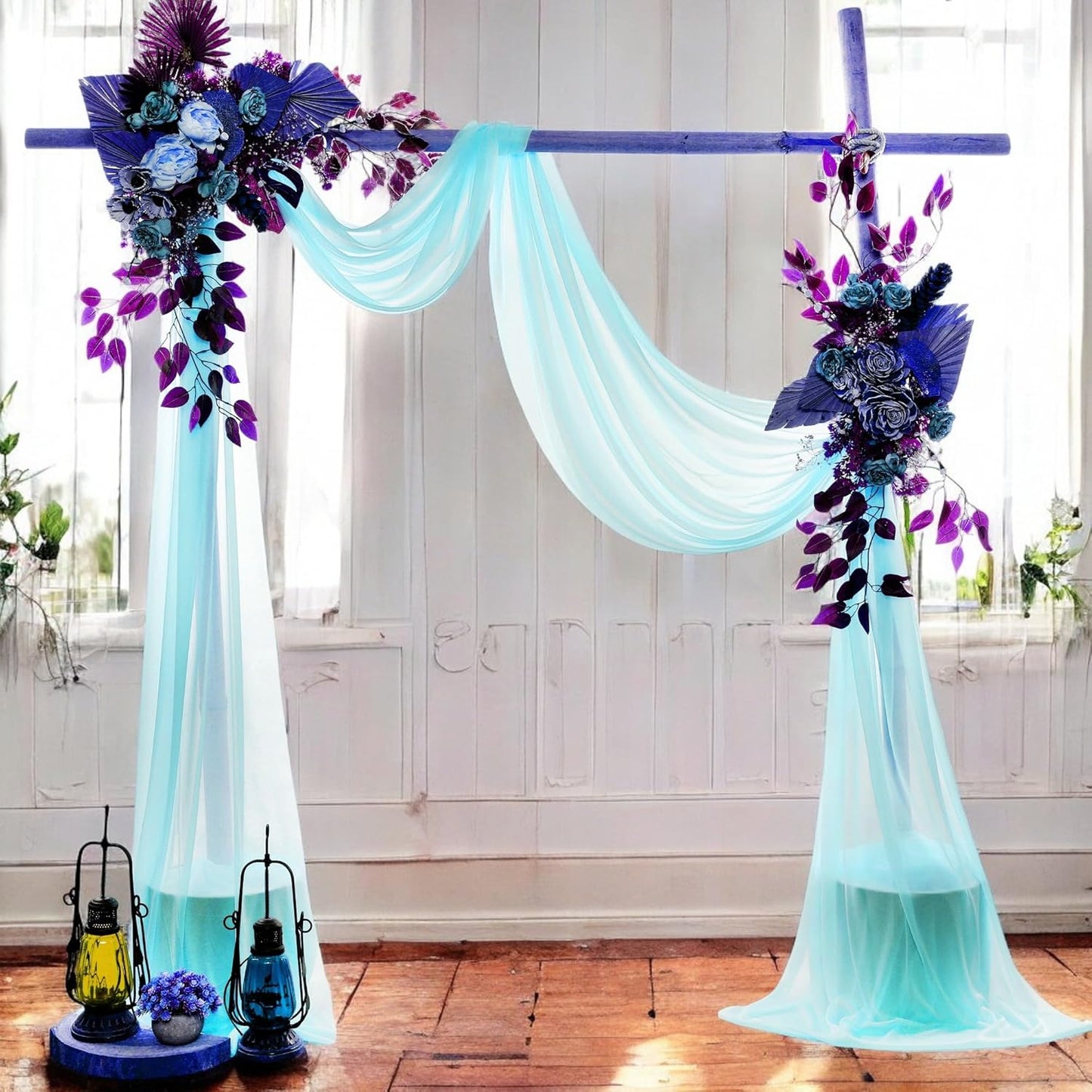 MDS Halloween Chiffon Draping Fabric - 1 Panel, 30" Wide x 75ft Long - Sheer Spooky Arbor & Canopy Drapery for Haunted House Backdrops, Party Ceilings, DIY Costumes & Themed Events - Teal
