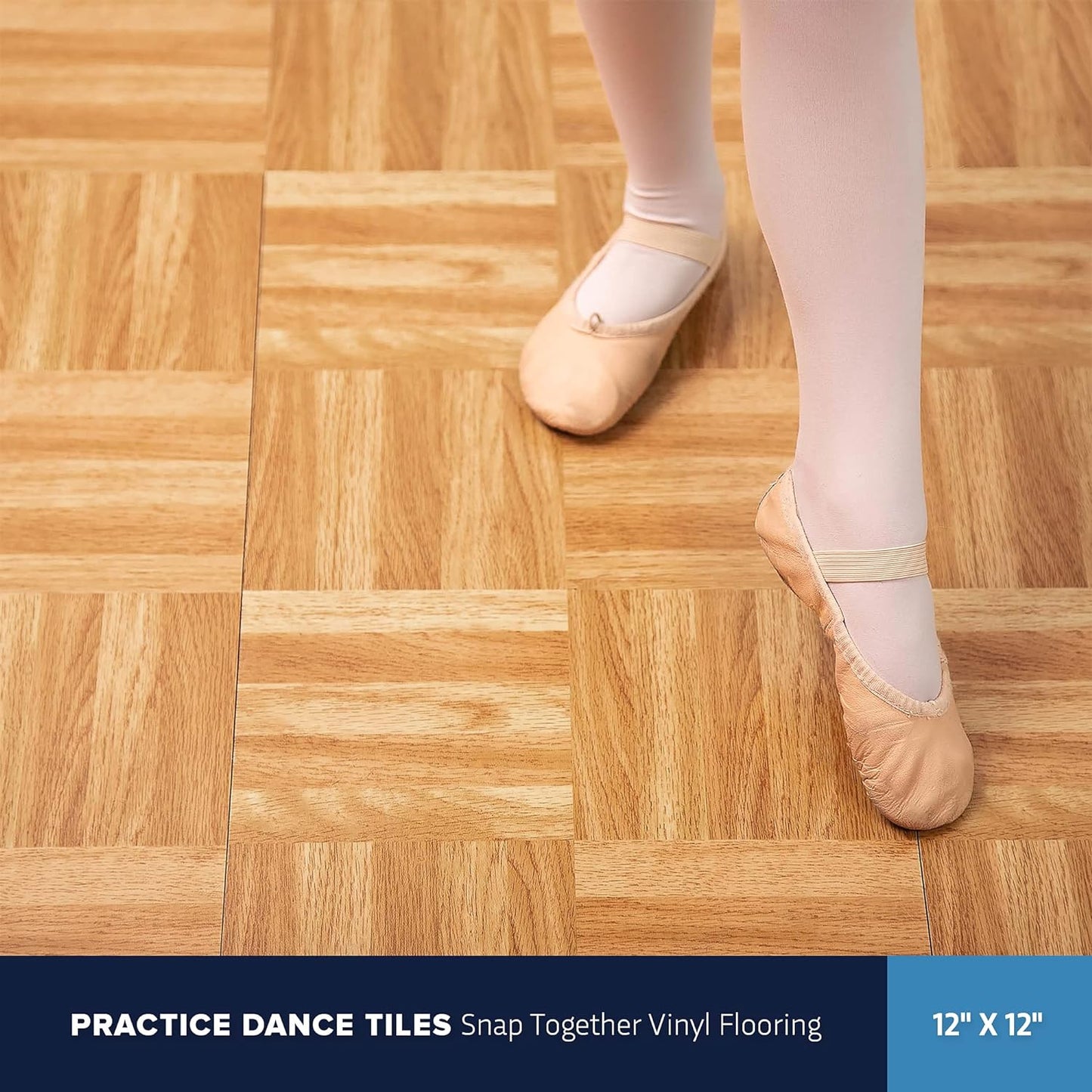 IncStores 3/8" Thick Snap Together Dance Flooring Tiles | 12”x12” Printed Vinyl Dance Floor Tiles for Practice & Performance | Barnwood | 32 Tile Pack