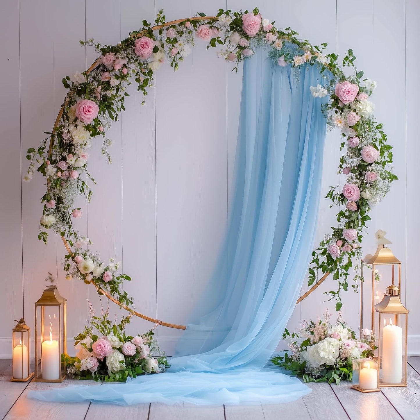 Wedding Arch Draping Fabric 1 Panel 28.7" x 20FT Baby Blue Sheer Chiffon Backdrop Drapes for Wedding Ceremony Birthday Party Bridal Shower Outdoor Decoration