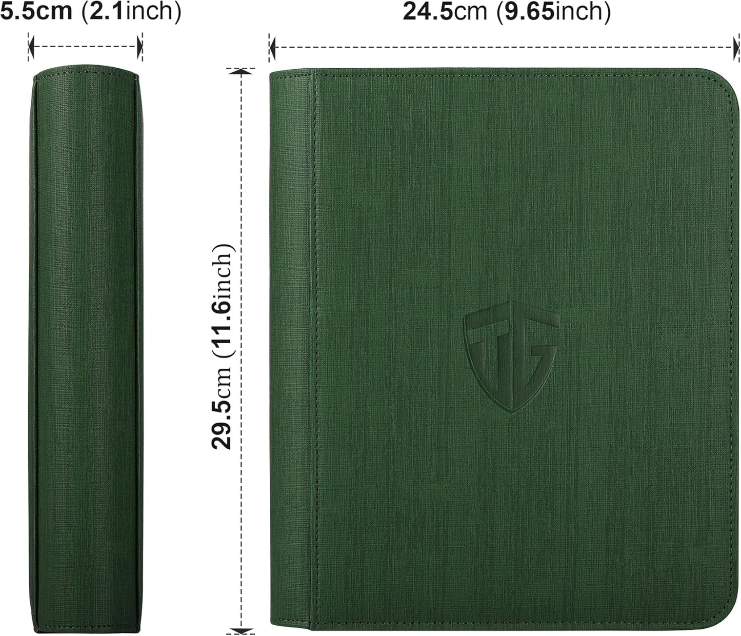 Toploader Binder,Holds 112 Toploaders, 4 Pocket Top Loader Binders for 3" x 4" Rigid Card Holders for Trading Cards or Sports Cards Binder (Dark Green)