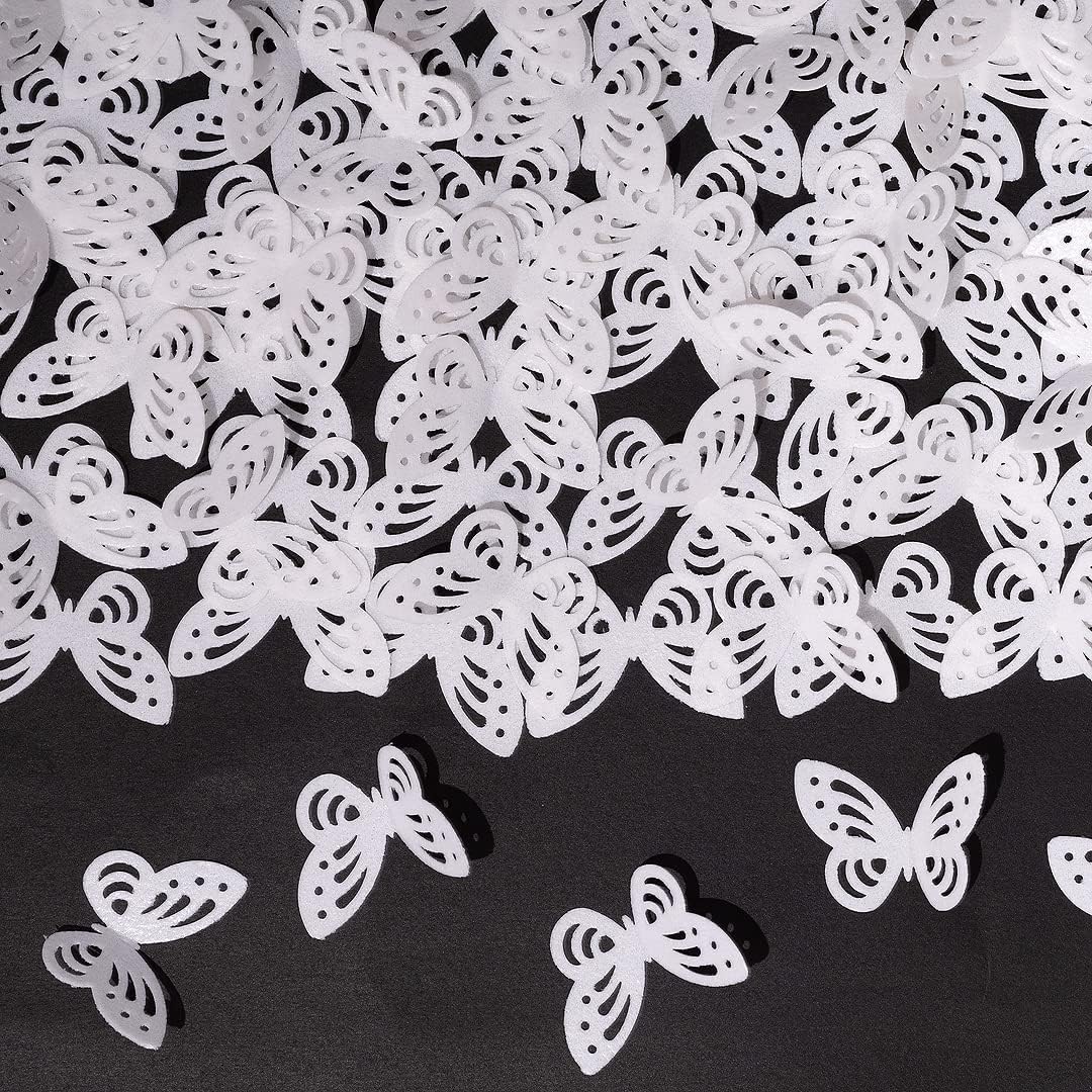 Edible Flowers Edible leaves &Edible butterflies Wafer Paper Cake Cupcake Toppers for Decorating Rice Paper Flower Food Decorations for Baking Girl Birthday Party Mix Size Color (white butterflies60)