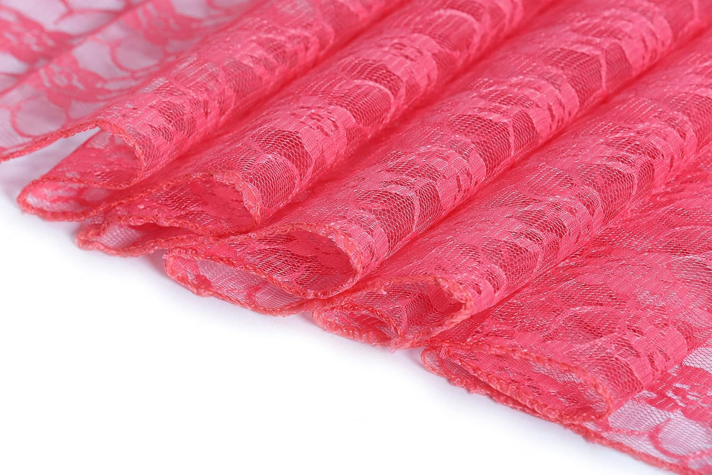 MDS Pack of 20 Wedding 12 x 108 inches Lace Table Runner for Wedding, Decorations for Birthday Parties, Banquets, Graduations, Engagements, and Runners fit Rectangle, Round Table- Coral