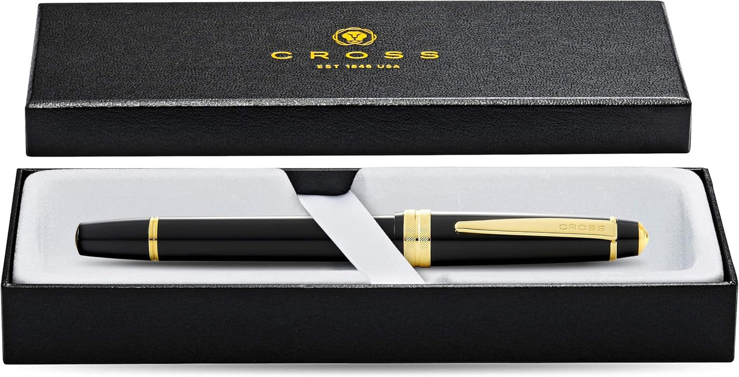 Cross Bailey Light Refillable Fountain Presented in a Everyday Gift Box - Medium Point, Black Ink, Polished Black