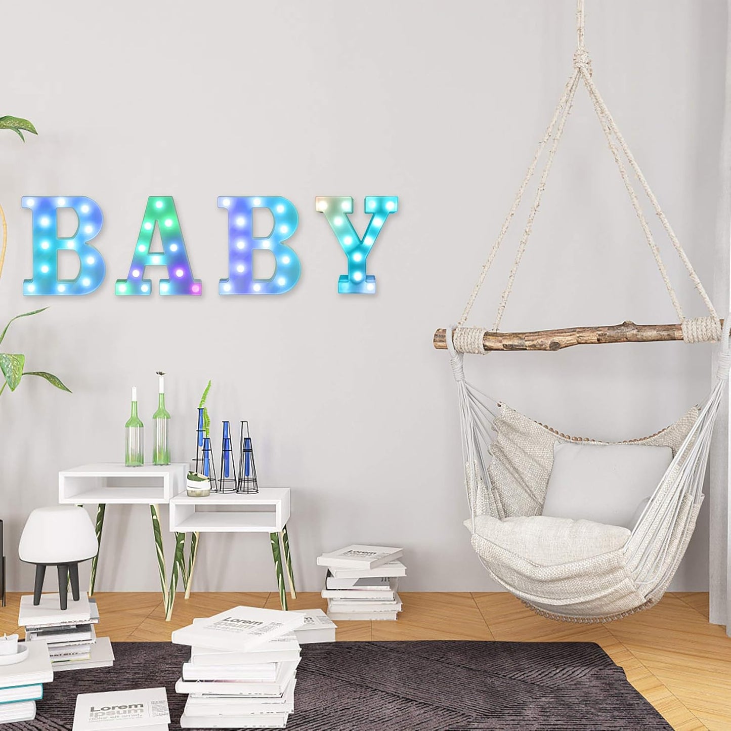 Foaky Colorful LED Letter Lights with Remote,Marquee Light Up Letters Sign for Night Light Wedding/Birthday Party Battery Powered Christmas Lamp Home Bar Decoration(D)