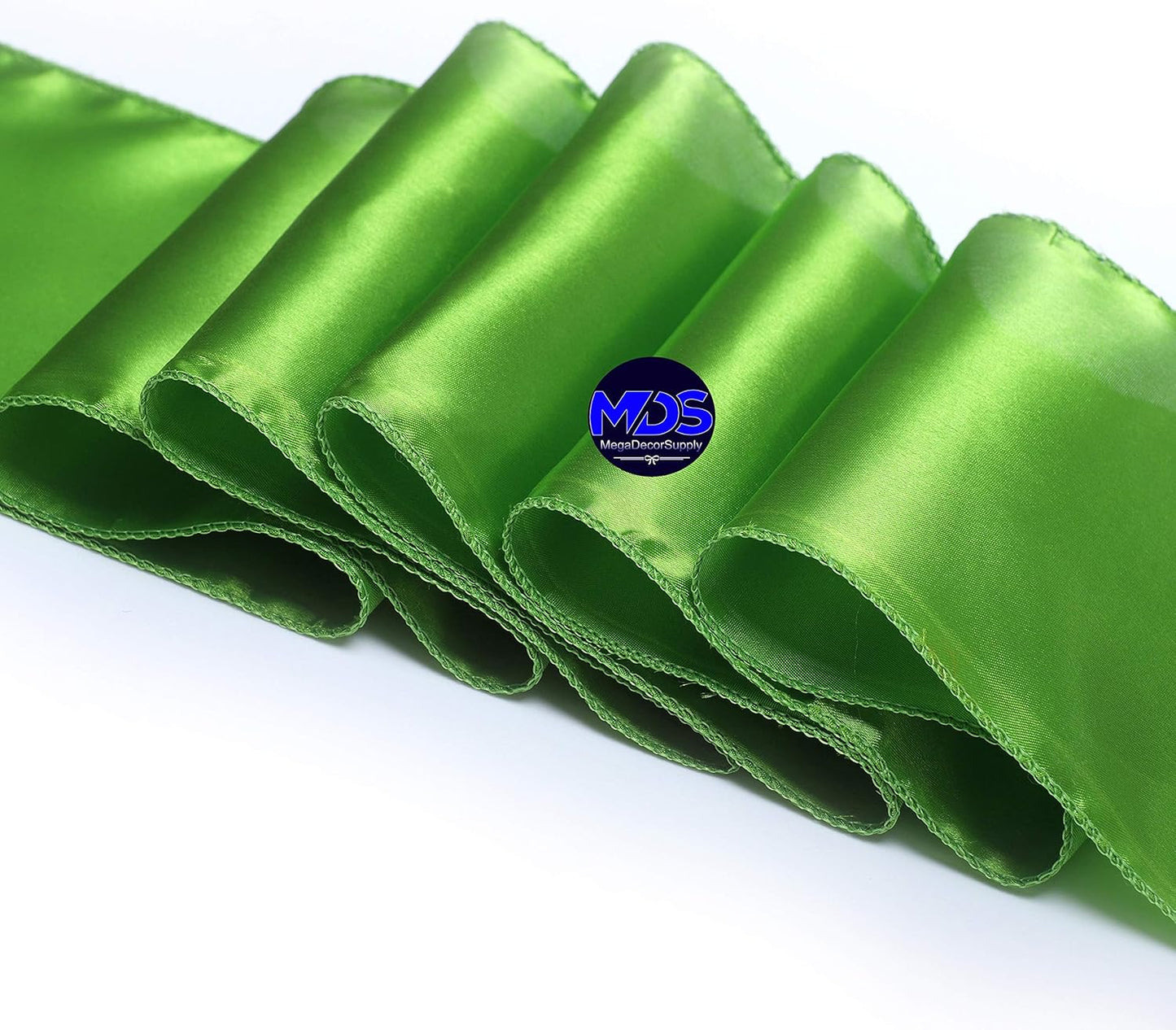 MDS Pack of 100 PCS Satin Chair Sashes Charmeuse Sateen Dining Chair Bows Ribbon Ties Back Sash for Wedding Party Birthday Home Hotel Restaurant Banquet Decoration (7 x 108 Inch, Parrot Green)