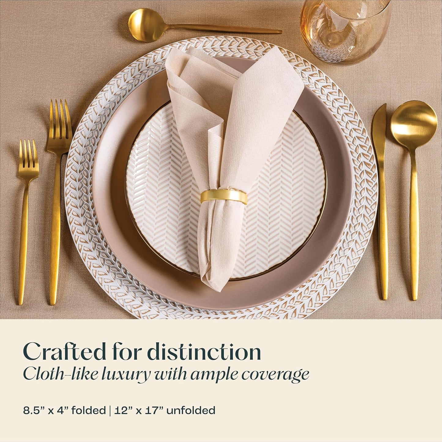 50-Pack Disposable Linen-Feel Pale Blue Napkins, 12" x 17" Cloth-Like Paper Dinner Napkins For Wedding, Bathroom, Party Or Event