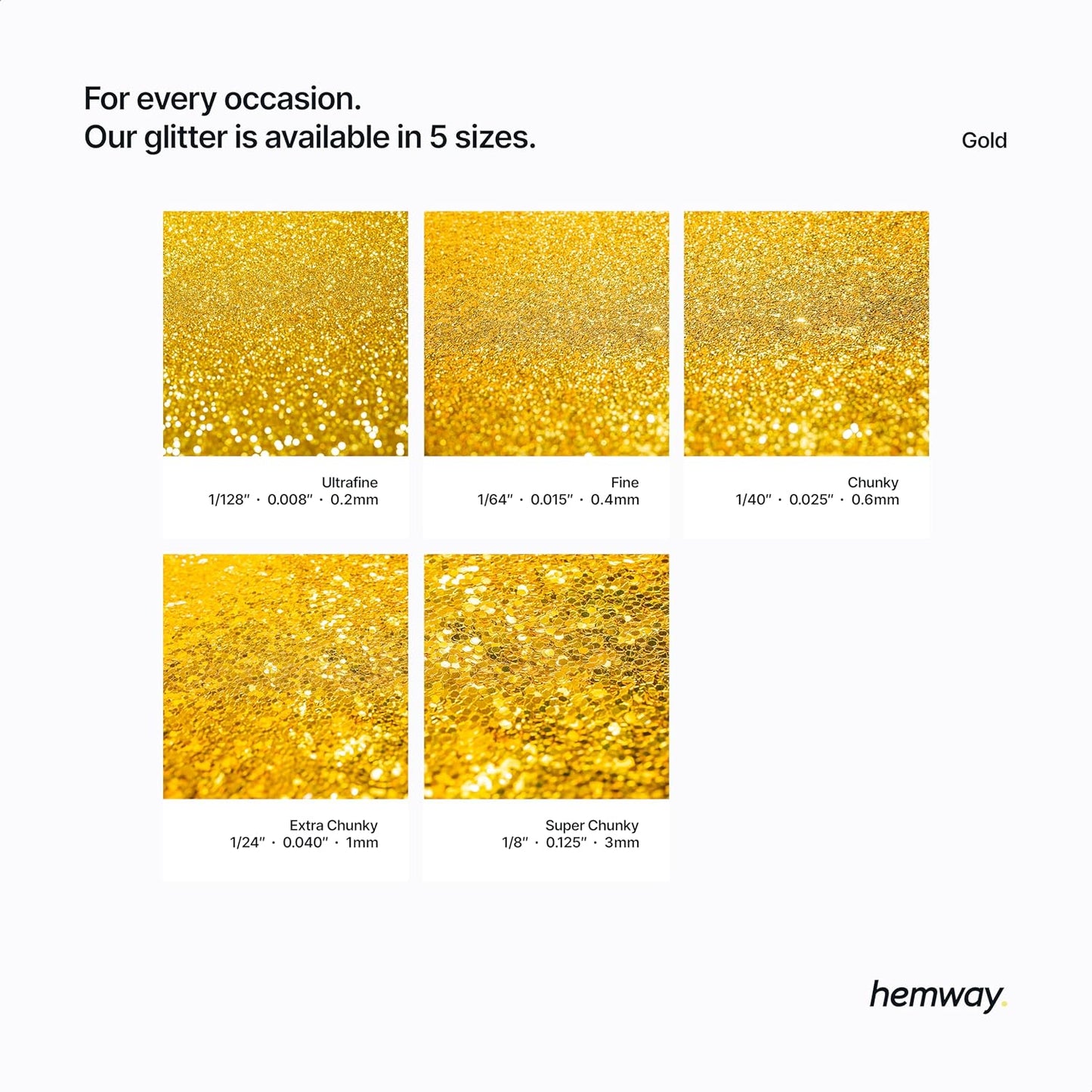 Hemway Eco Friendly Biodegradable Glitter 100g / 3.5oz Bio Cosmetic Safe Sparkle Vegan for Face, Eyeshadow, Body, Hair, Nail and Festival Makeup, Craft - Fine (1/64" 0.015" 0.4mm) - Gold