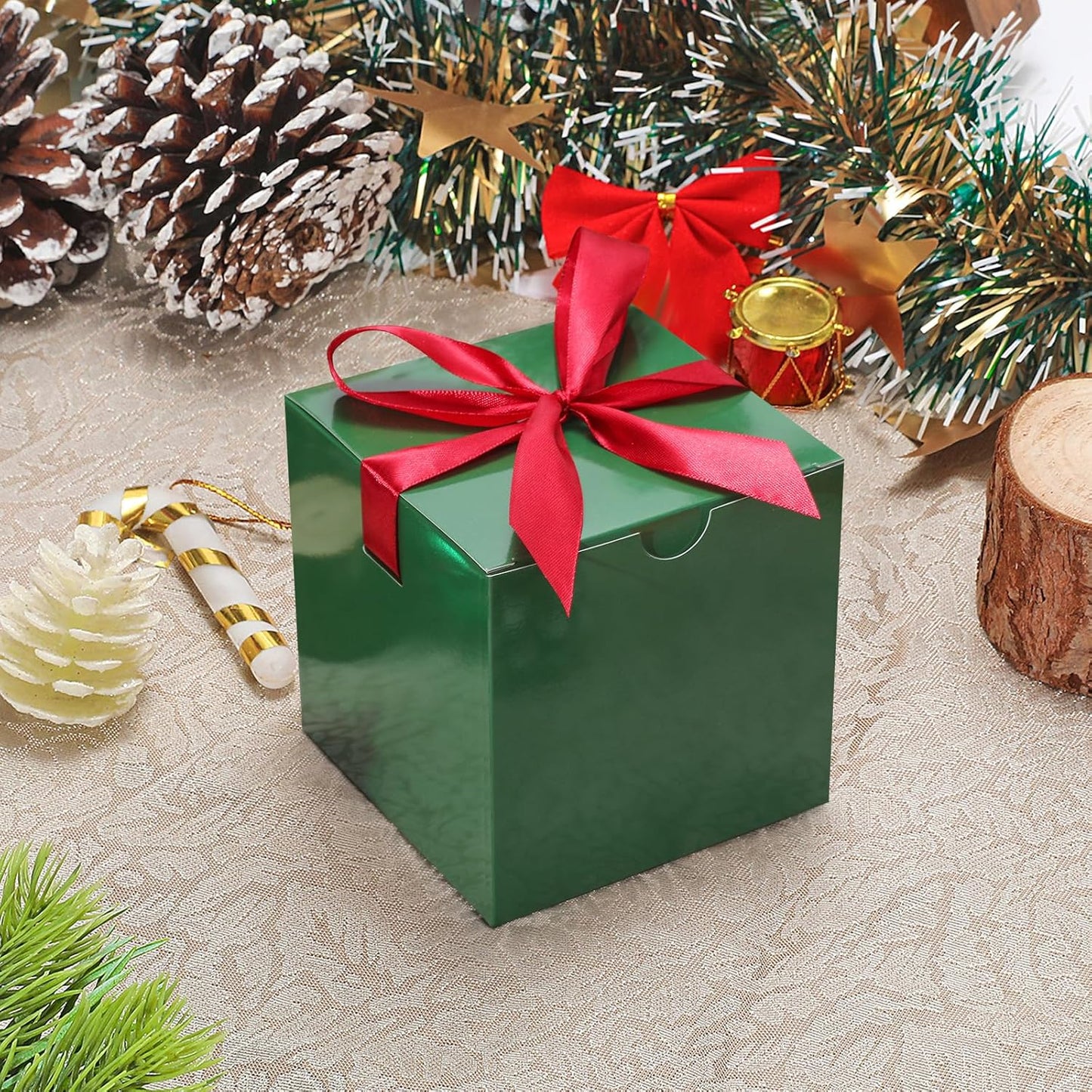DOYIDE Small Gift Boxes, 20 Pack 5x5x5 Inch Green Elegant Paper Boxes with Ribbons, Crafting, Christmas Gift Box Wedding Party Favor, Cupcake, Candy, Bridesmaids Proposal Box