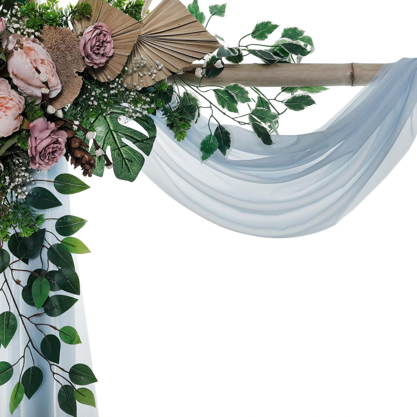 VDS Pack of 1 Panel (30 Inch X 100 Feet) Wedding Arch Draping Fabric Sheer Chiffon Fabric Drapery for Wedding Ceremony Reception Swag Backdrop Canopy Chuppah ARBO Altars Decoration (Baby Blue)
