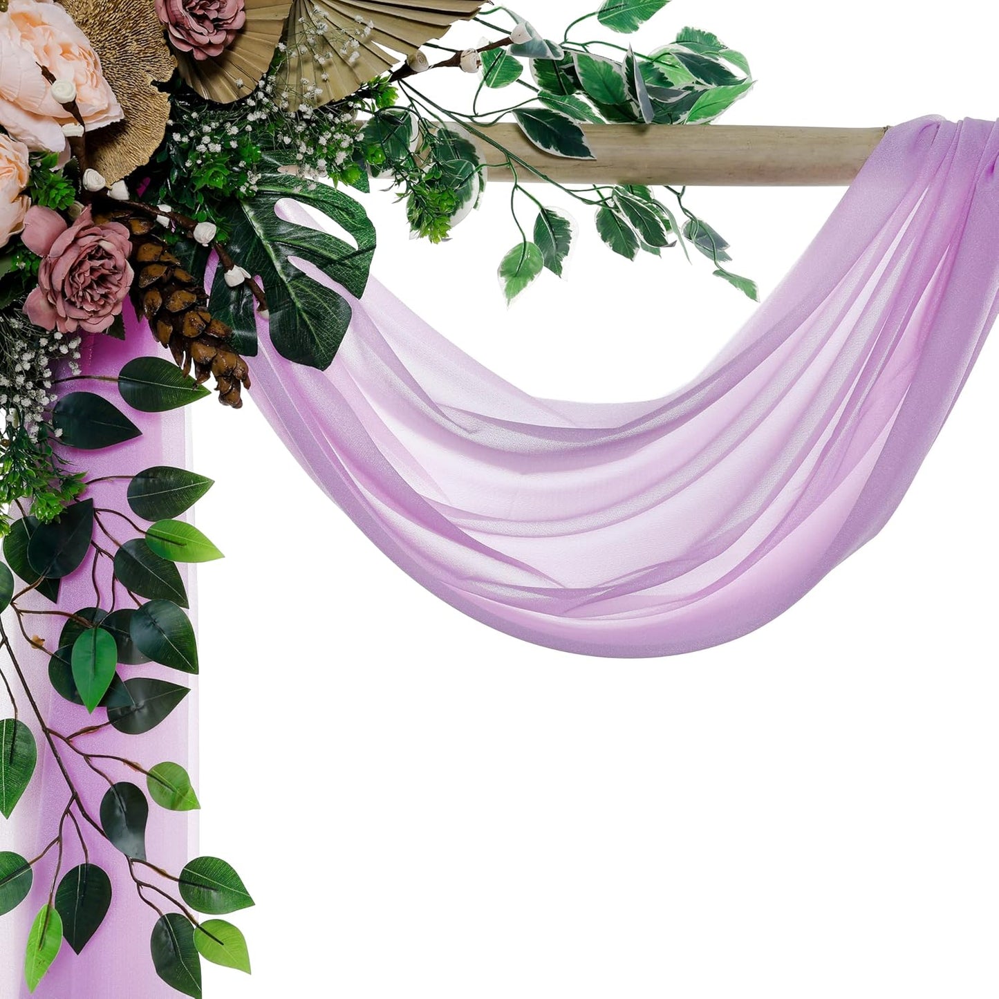 VDS Pack of 3 Panel (30 Inch X 20 Feet) Wedding Arch Draping Fabric Sheer Chiffon Fabric Drapery for Wedding Ceremony Reception Swag Backdrop Canopy Chuppah ARBO Altars Decoration (Orchid)