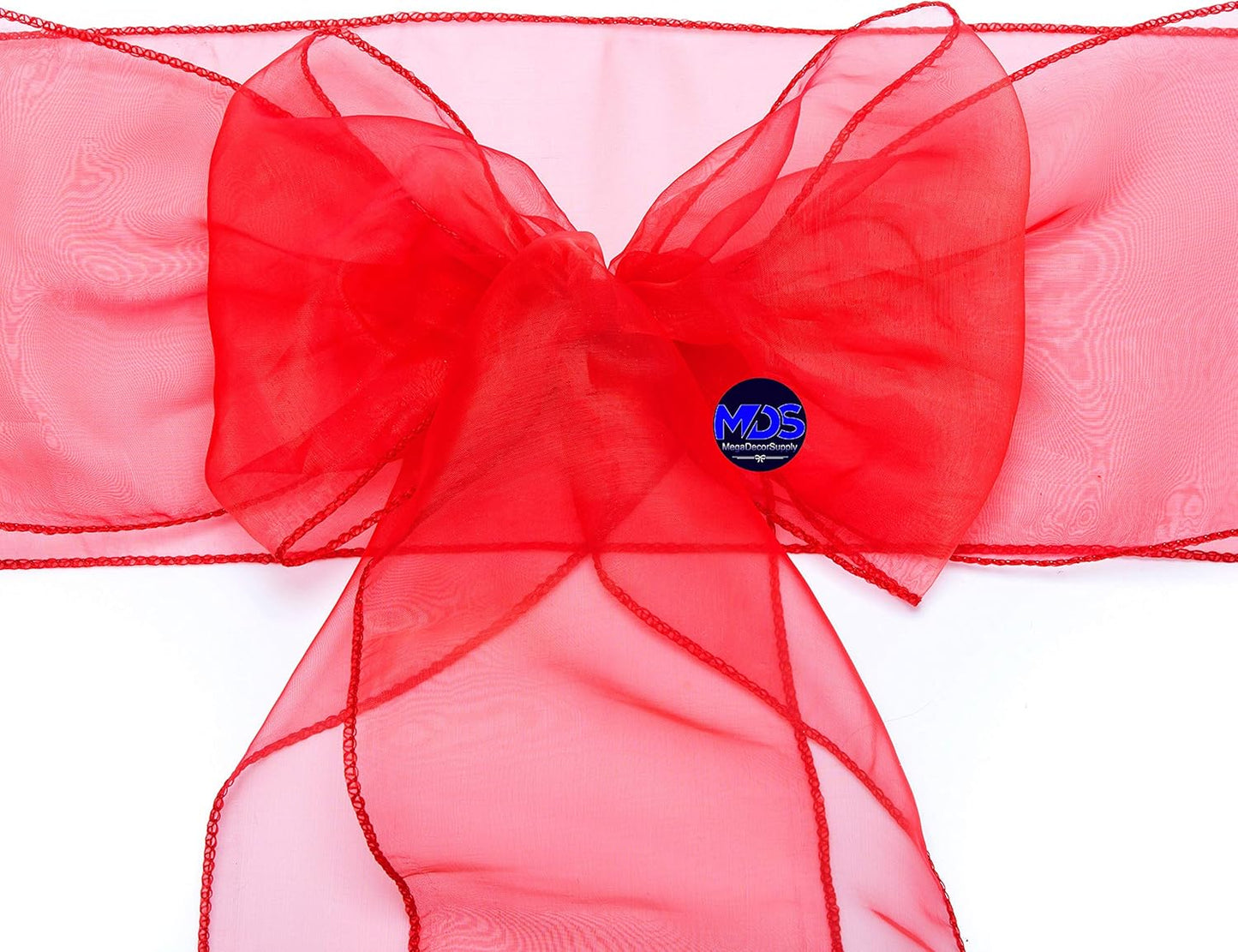 MDS Pack of 300 PCS Organza Chair Sashes Wider Dining Chair Bows Ribbon Tie Back for Wedding Party Birthday Bridal Shower Reception Event Banquet Home Chair Cover Decoration - Red