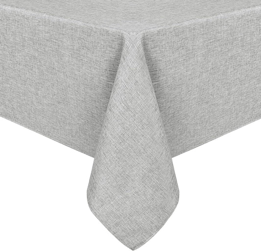 Hiasan Faux Linen Rectangle Tablecloth - Wrinkle and Stain Resistant Washable Table Cloth for Kitchen Dining Room Holiday Table Cover for Dinner, Light Grey, 60 x 84 Inch