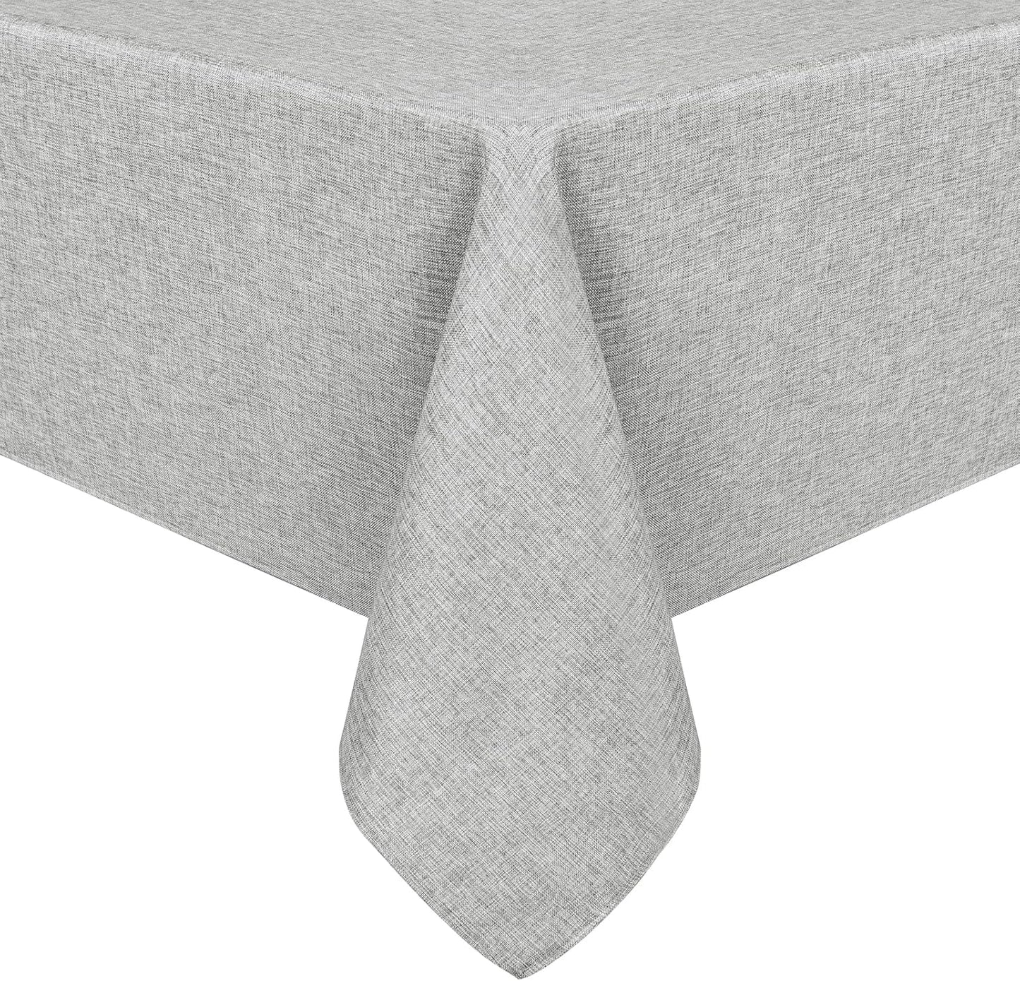 Hiasan Faux Linen Rectangle Tablecloth - Wrinkle and Stain Resistant Washable Table Cloth for Kitchen Dining Room Holiday Table Cover for Dinner, Light Grey, 70 x 90 Inch