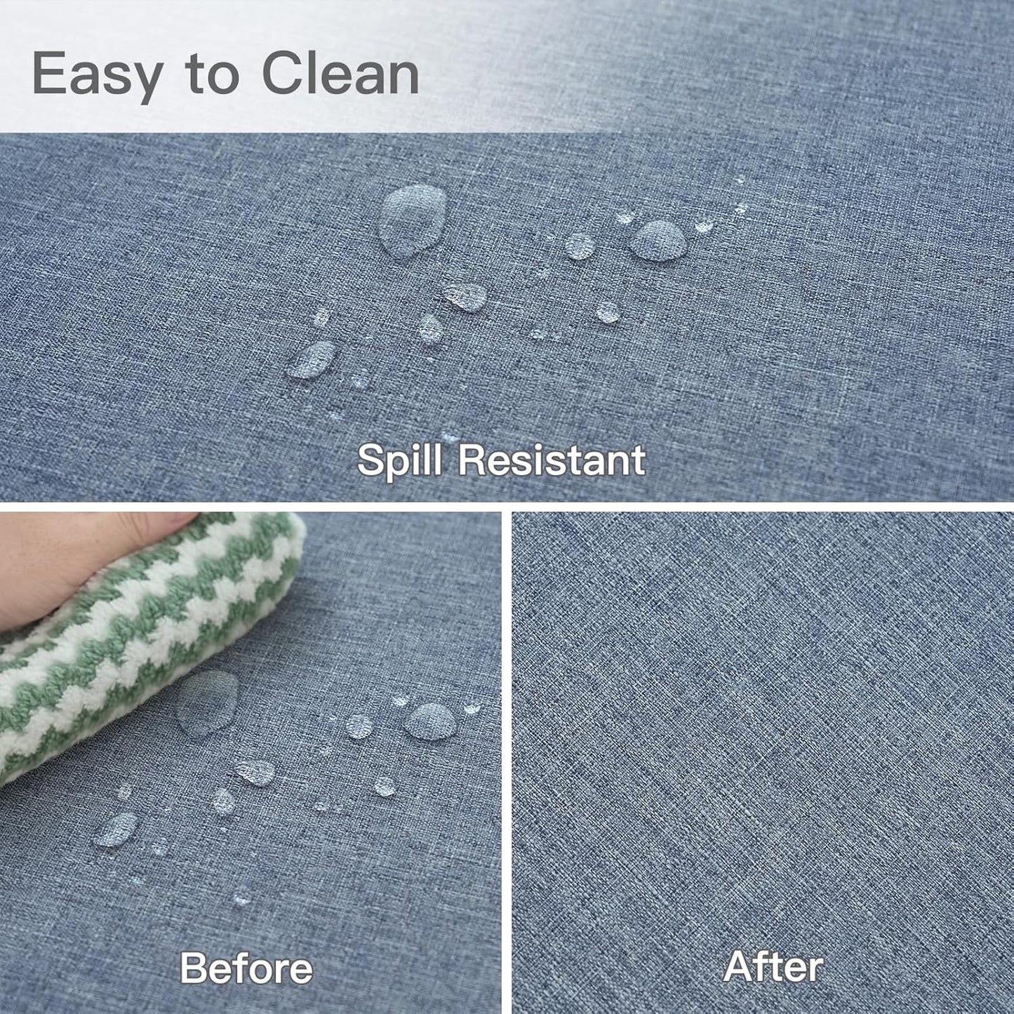 maxmill Square Linen Tablecloth Water Resistance Antiwrinkle Spillproof Stain Proof Fabric Table Cloth, Decorative Fabric Table Cover for Banquet Party Event Holiday Dinner, 70 x 70 Inch, Demin Blue