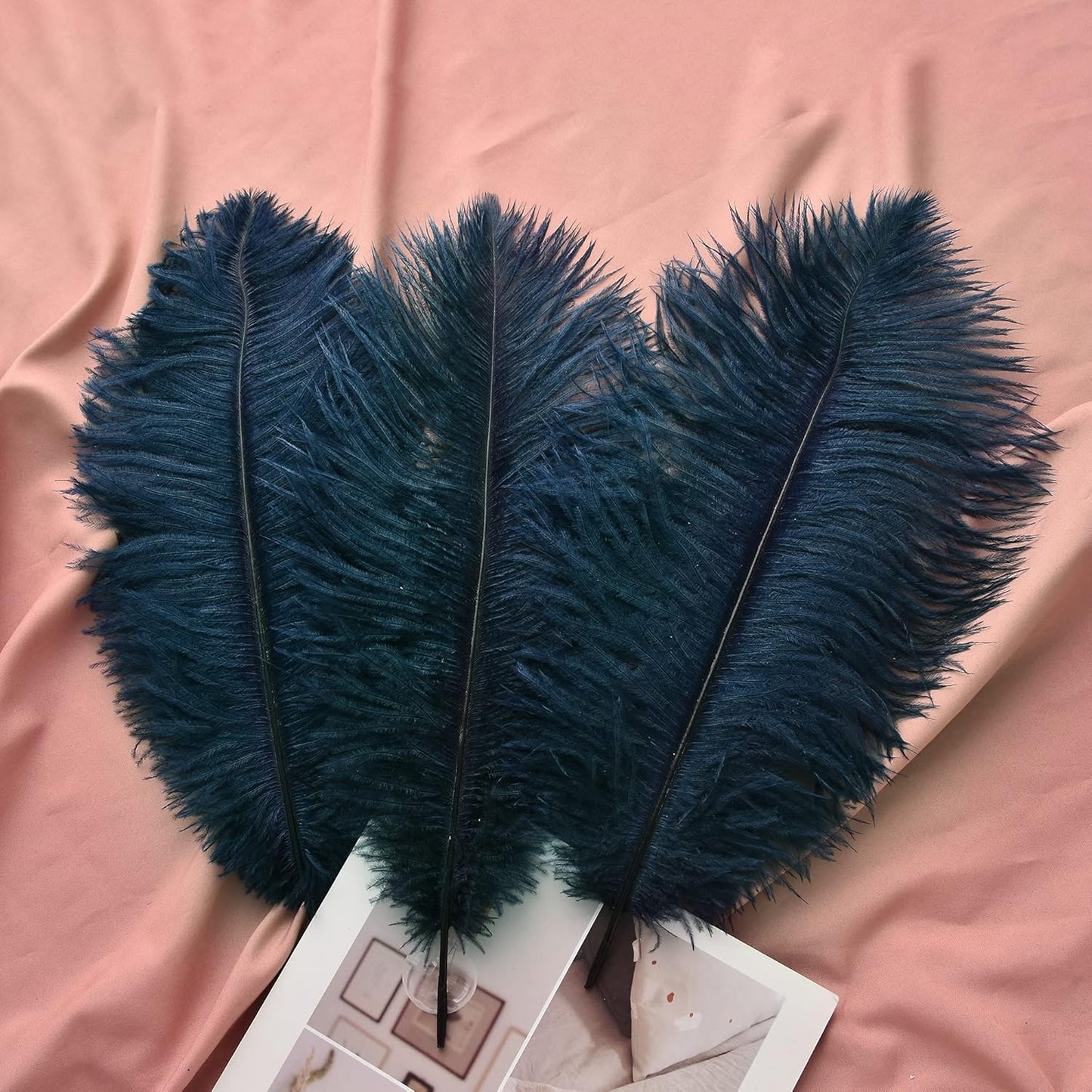 Ballinger Navy Blue Ostrich Feathers Plumes - 24pcs 12-14inch Long Feathers for Wedding Party Centerpieces Halloween Decorations