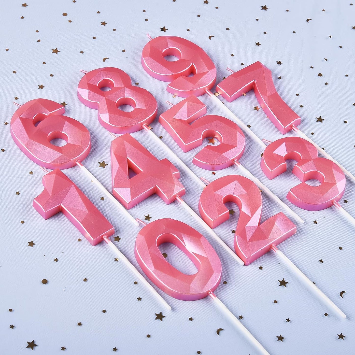 PHD CAKE 2.76 Inch Crystal Pink 0 Number Birthday Candles, Pink Number Candles, Cake Number Candles, Party Celebration