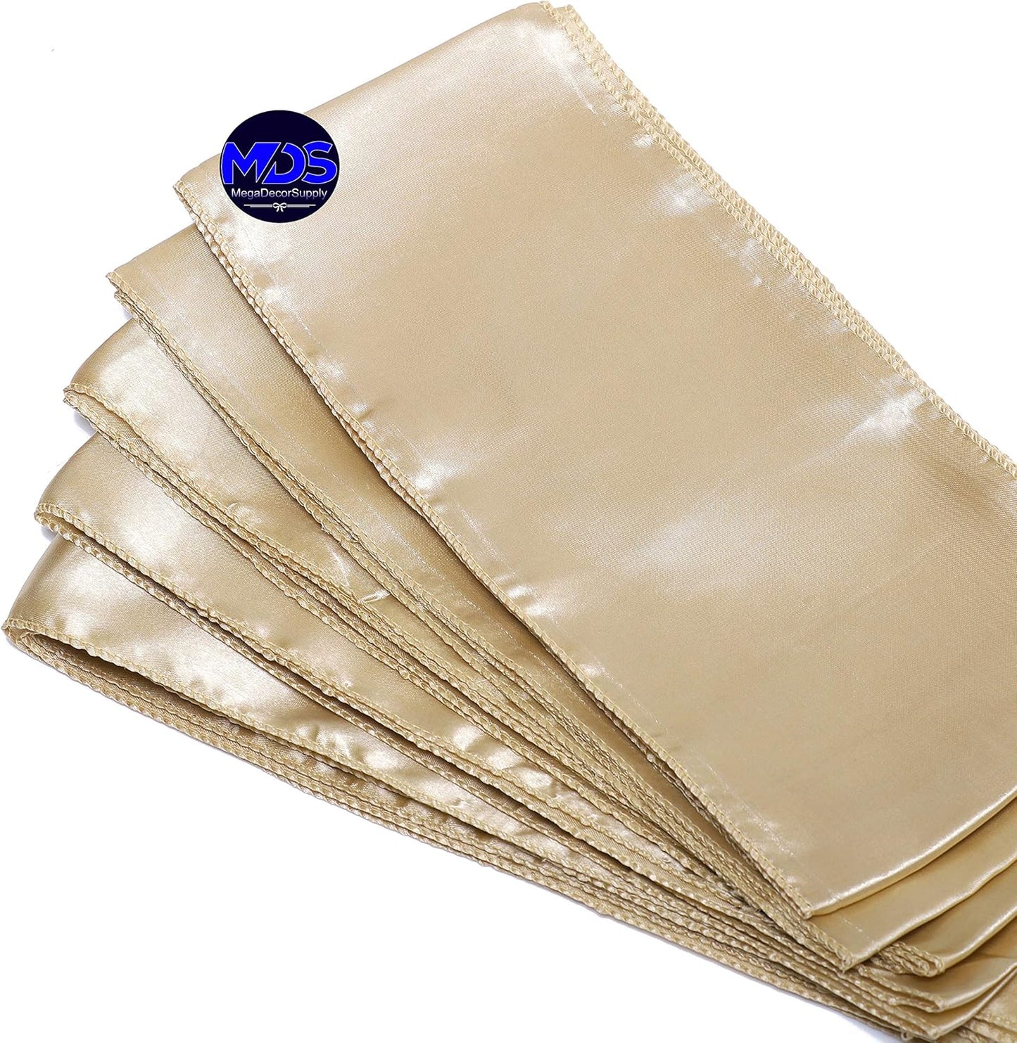 MDS Pack of 50 PCS Satin Chair Sashes Charmeuse Sateen Dining Chair Bows Ribbon Ties Back Sash for Wedding Party Birthday Home Hotel Restaurant Banquet Decoration (7 x 108 Inch, Champagne Gold)