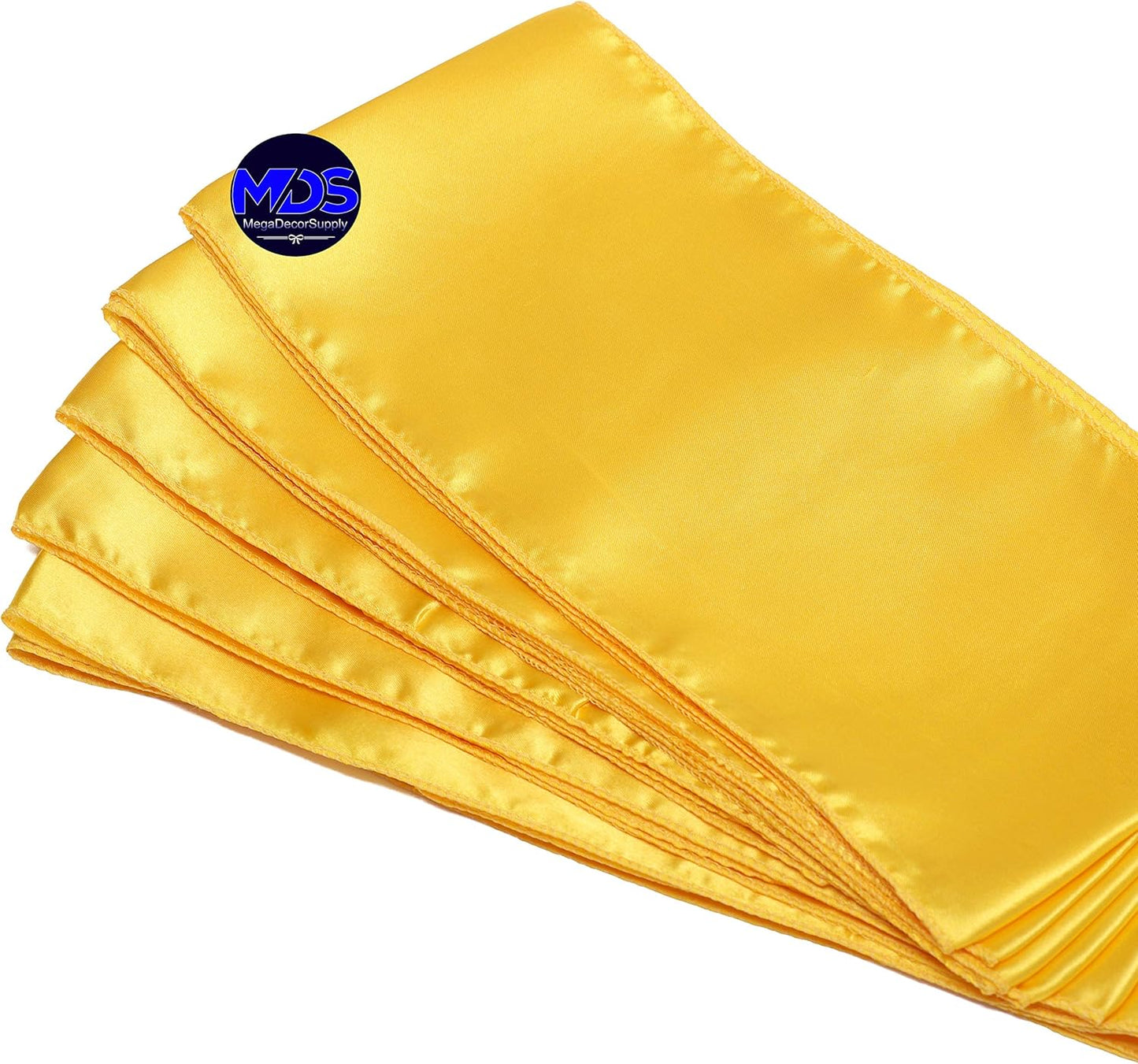 MDS Pack of 125 PCS Satin Chair Sashes Charmeuse Sateen Dining Chair Bows Ribbon Ties Back Sash for Wedding Party Birthday Home Hotel Restaurant Banquet Decoration (7 x 108 Inch, Yellow Gold)