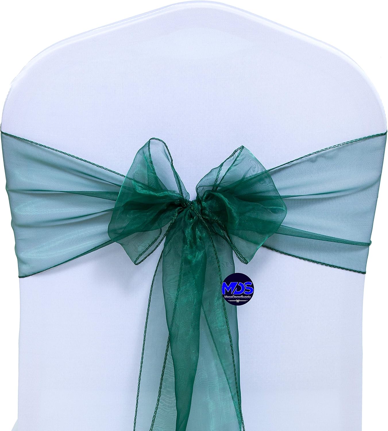 MDS Pack of 250 PCS Organza Chair Sashes Wider Dining Chair Bows Ribbon Tie Back for Wedding Party Birthday Bridal Shower Reception Event Banquet Home Chair Cover Decoration - Hunter Green