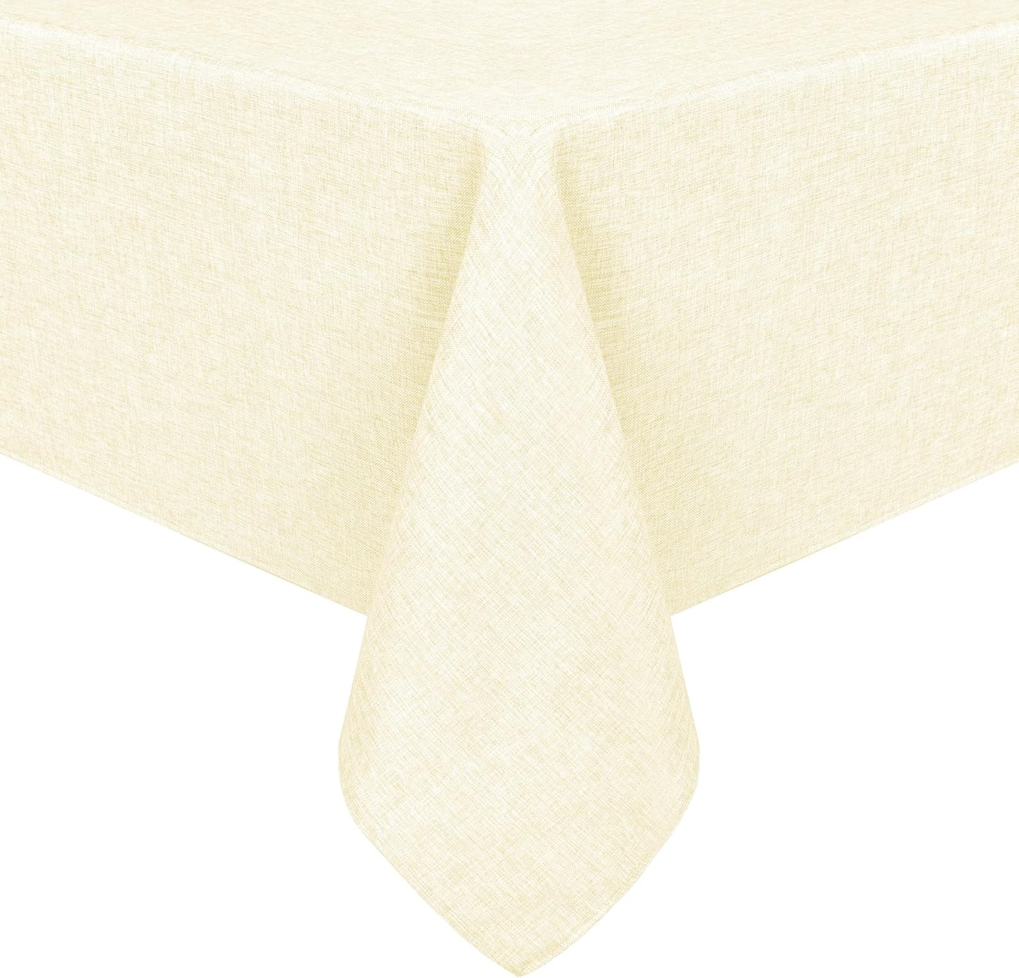 Hiasan Faux Linen Rectangle Tablecloth - Wrinkle and Stain Resistant Washable Table Cloth for Kitchen Dining Room Holiday Table Cover for Dinner, Champagne, 54 x 108 Inch