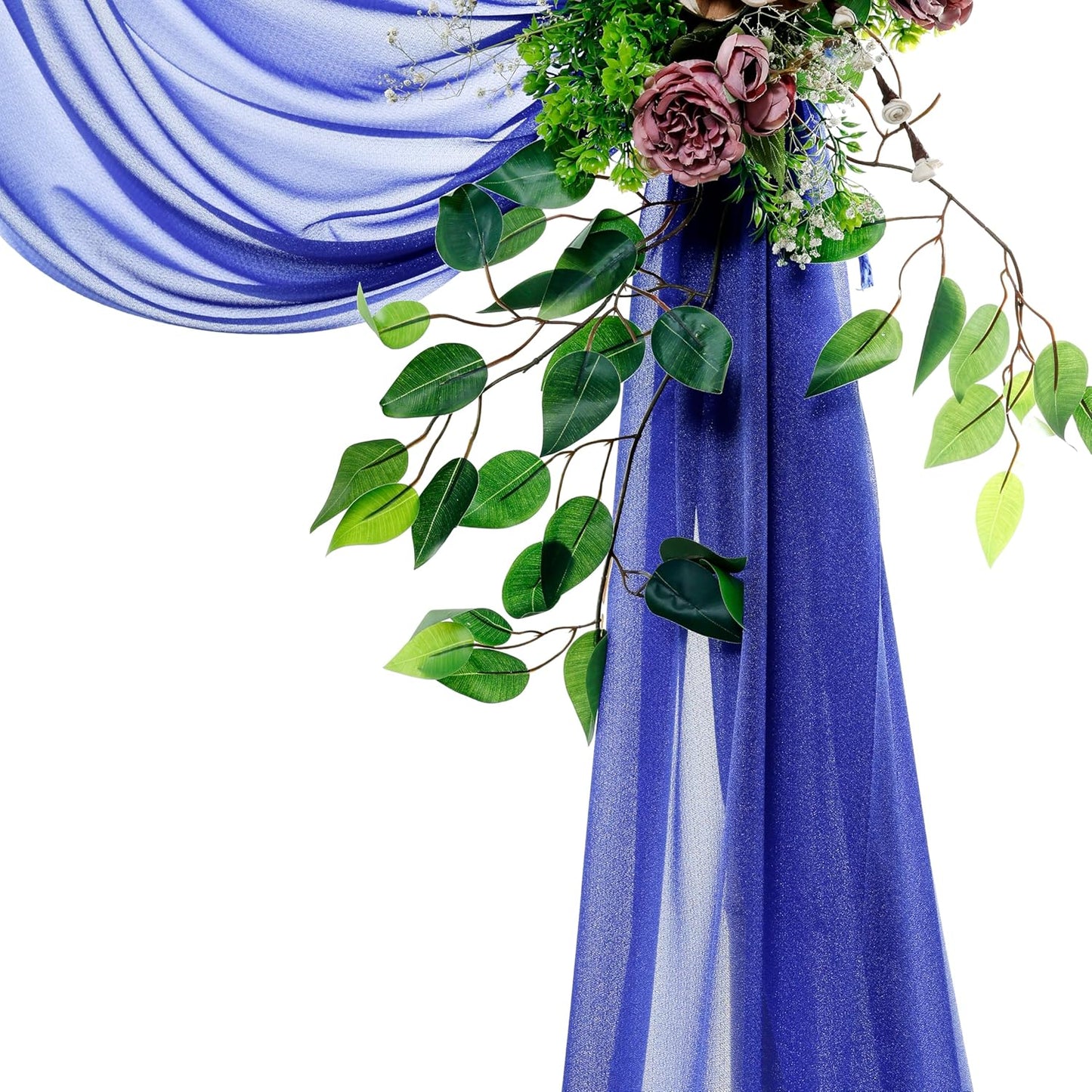 VDS Pack of 4 Panel (30 Inch X 20 Feet) Wedding Arch Draping Fabric Sheer Chiffon Fabric Drapery for Wedding Ceremony Reception Swag Backdrop Canopy Chuppah ARBO Altars Decoration (Royal Blue)