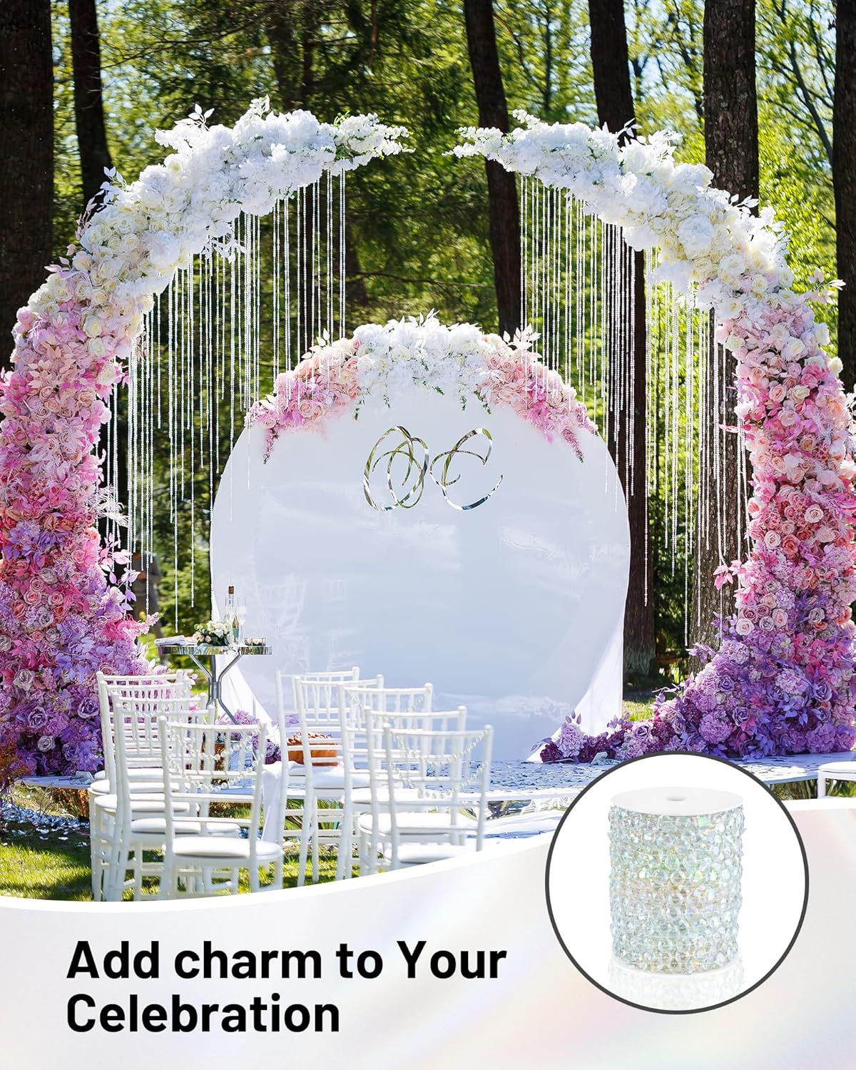 99FT Acrylic Crystal Garland, Iridescent Shimmer Diamond-Shaped Crystal Bead Strands, DIY Crystal Beads String Roll for Wedding Decorations Party Decorations Beaded Curtain Crafting Projects