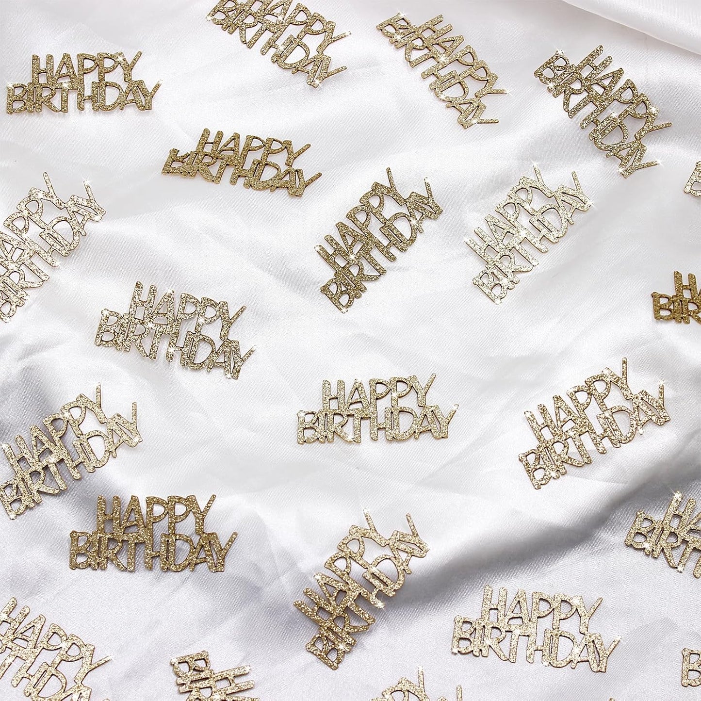 Champagne-Gold Happy Birthday Confetti for Tables Light Gold Glitter Birthday Party Table Scatters for Adult/Kids Birthday Anniversary DIY Crafts Party Supplies 100PC