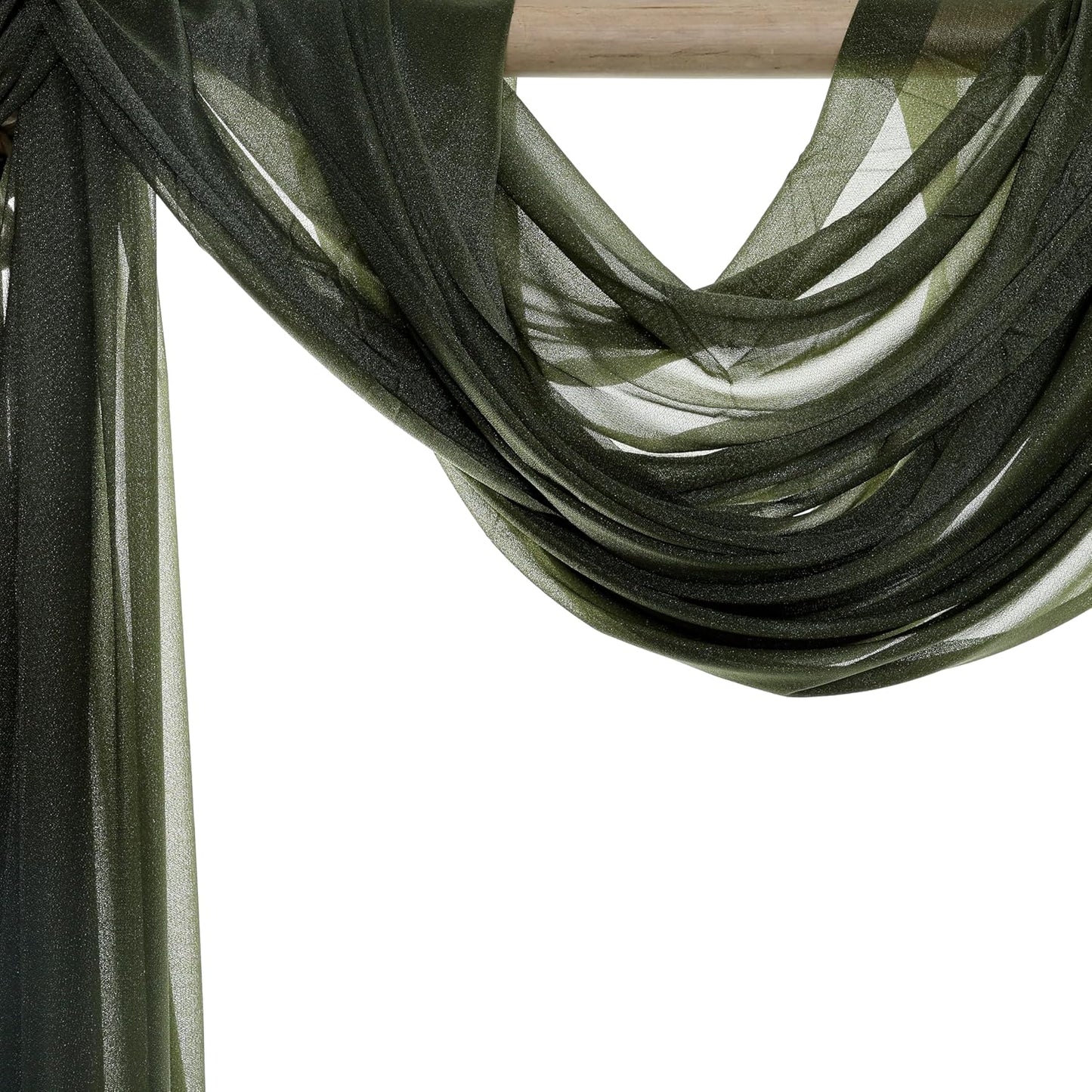 VDS Pack of 2 Panel (30 Inch X 40 Feet) Wedding Arch Draping Fabric Sheer Chiffon Fabric Drapery for Wedding Ceremony Reception Swag Backdrop Canopy Chuppah ARBO Altars Decoration (Olive)